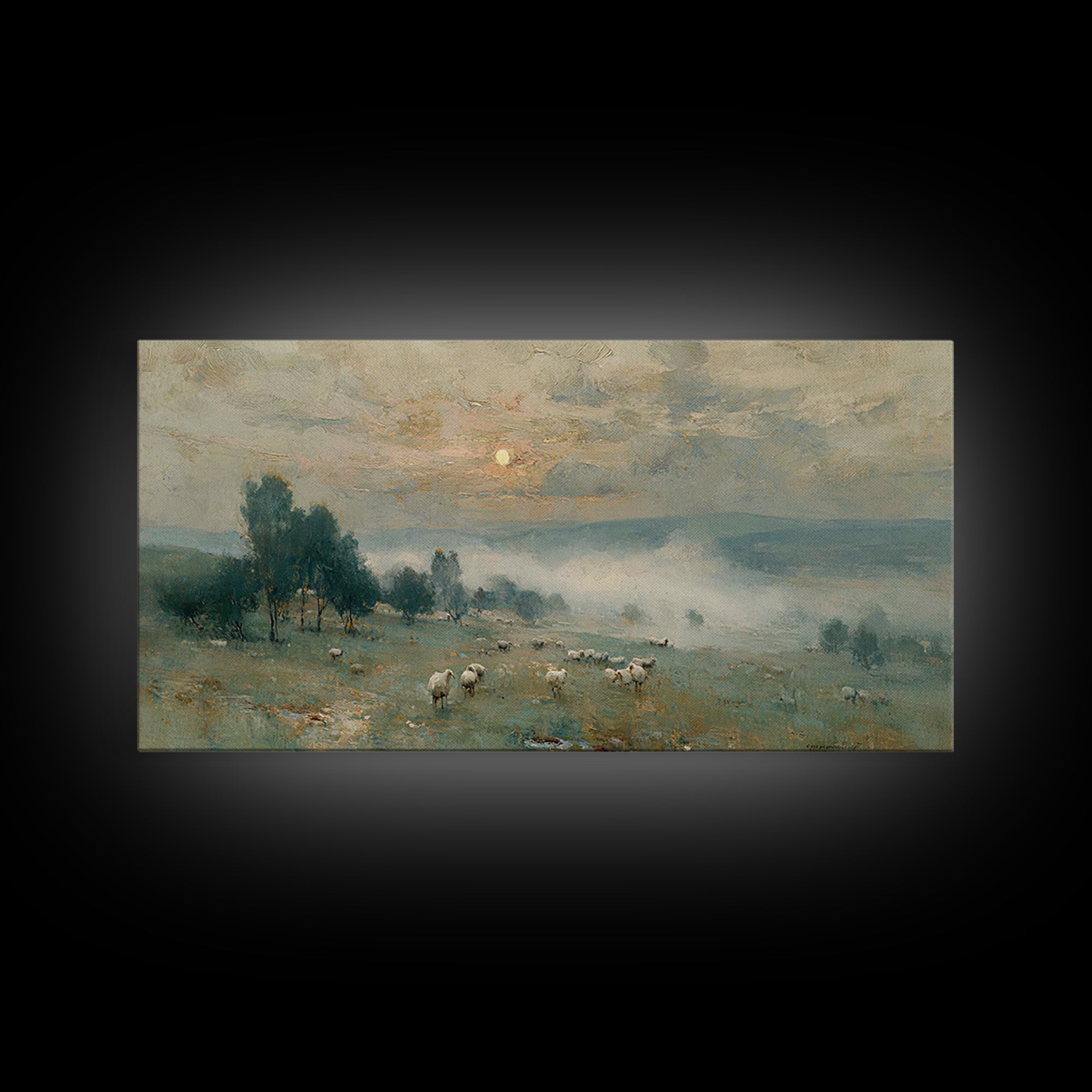Pastoral Morning Grace – Framed Canvas Print – Christian Art – Subtle Christian Art – Christian Wall Art – Christmas Art Prints