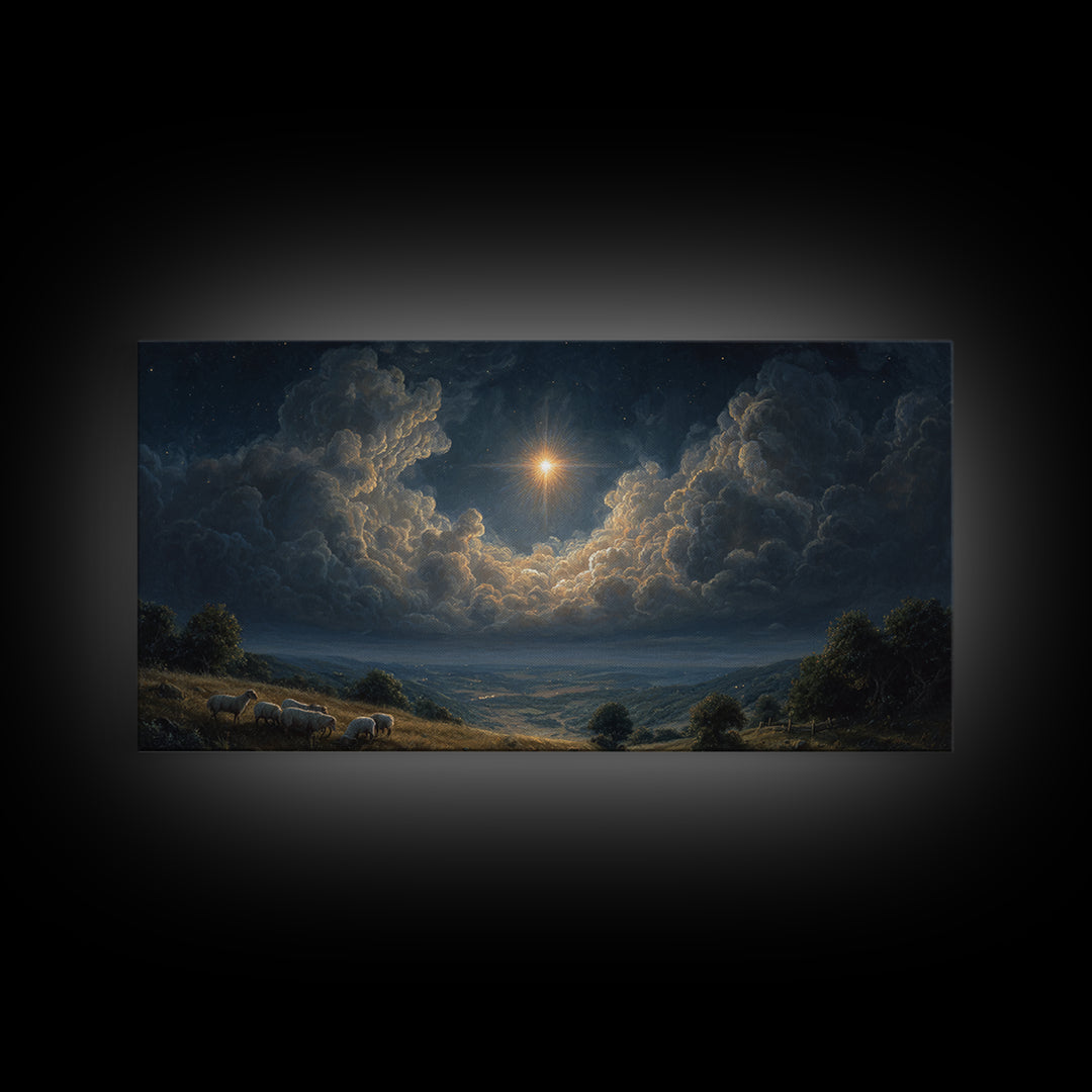 Dawn Of Hope – Framed Canvas Print – Christian Wall Art – Christian Art Print – Christmas Art Work – Jesus Christmas Art