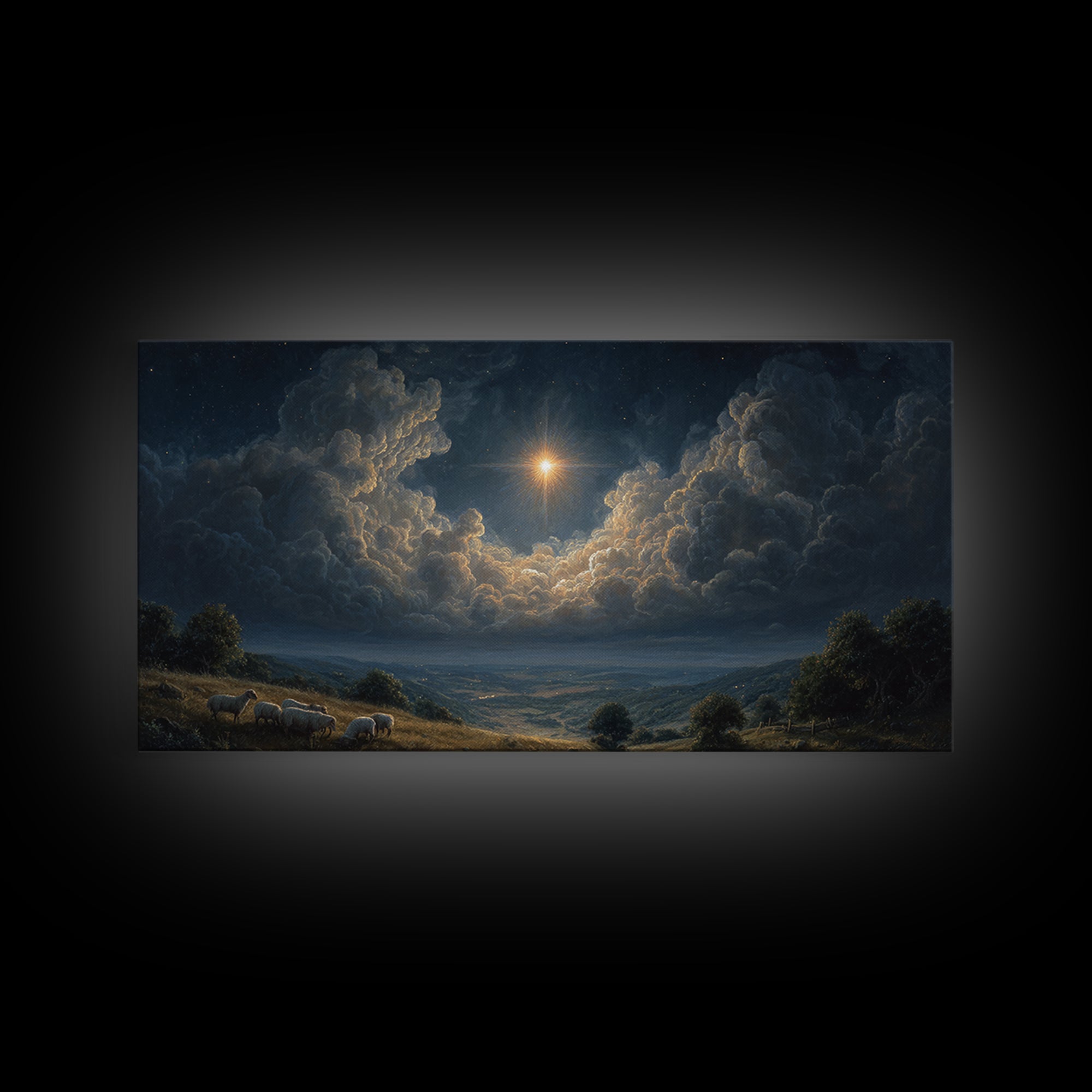 Dawn Of Hope – Framed Canvas Print – Christian Wall Art – Christian Art Print – Christmas Art Work – Jesus Christmas Art