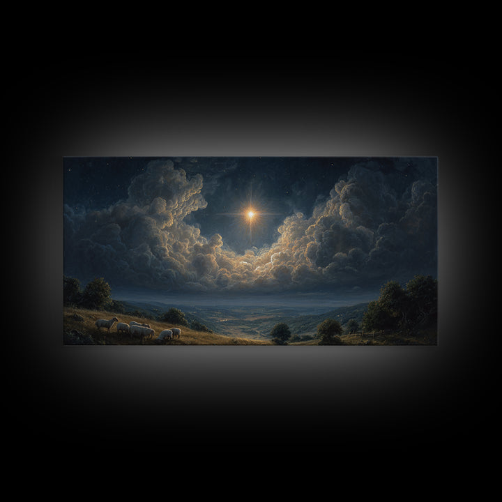 Dawn Of Hope – Framed Canvas Print – Christian Wall Art – Christian Art Print – Christmas Art Work – Jesus Christmas Art