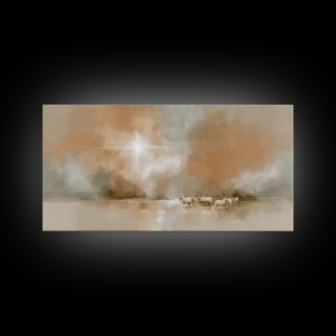 Bethlehem Light – Framed Canvas Print – Christian Art Canvas – Modern Christian Art – Christmas Wall Art – Jesus Painting