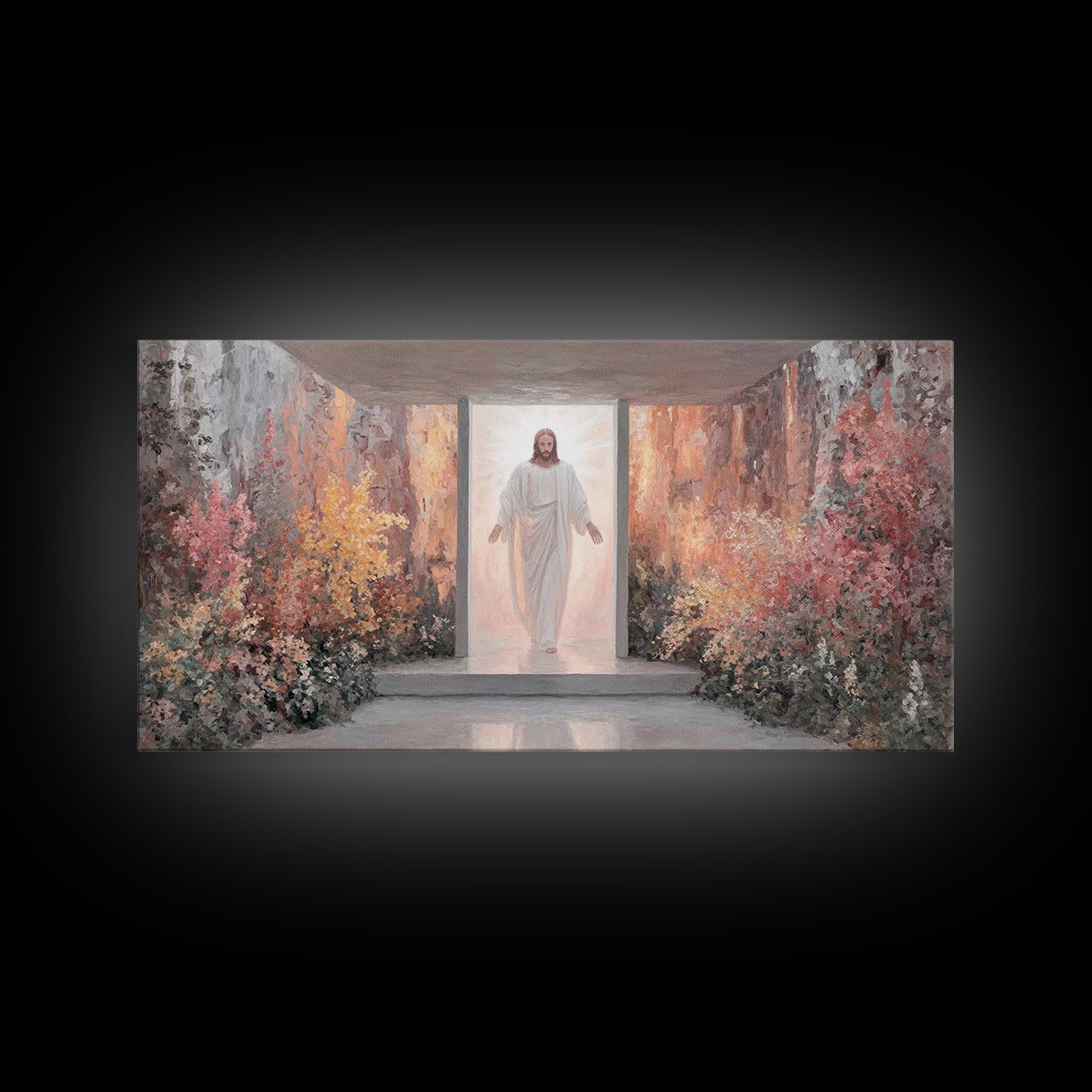 Risen In Light – Framed Canvas Print – Christian Wall Art – Jesus Painting – Christian Art Canvas – Modern Christian Art – Christian Art