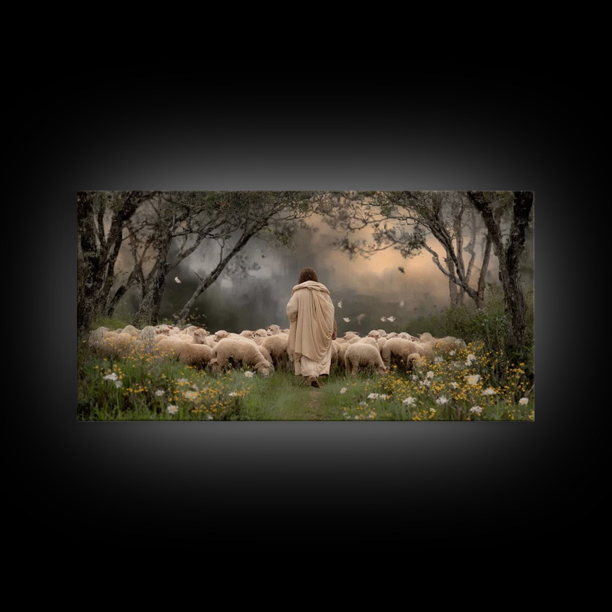 Shepherd’s Path – Framed Canvas Print – Jesus Painting – Christian Art – Christian Wall Art – Christian Art Canvas – Large Jesus Painting