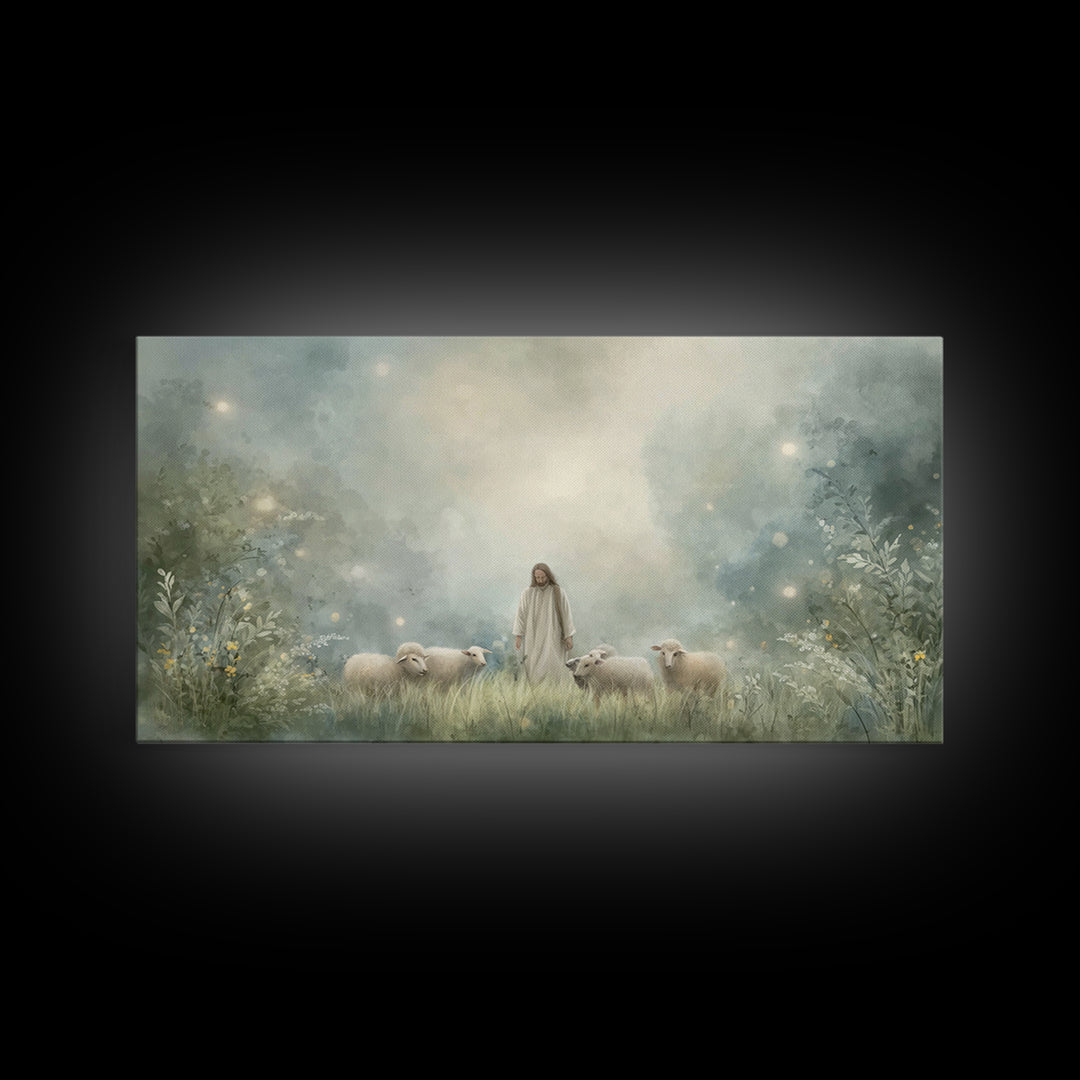 Gentle Shepherd – Framed Canvas Print – Christian Art Canvas – Jesus Wall Art – Modern Christian Art – Christian Painting – Christian Decor
