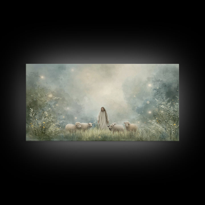 Gentle Shepherd – Framed Canvas Print – Christian Art Canvas – Jesus Wall Art – Modern Christian Art – Christian Painting – Christian Decor