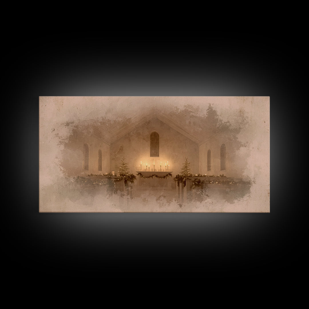 Sacred Hearth | Framed Canvas Print | Christian Art Canvas | Christmas Art Work | Christian Christmas Decor | Christian Art Gift | Moody Ch