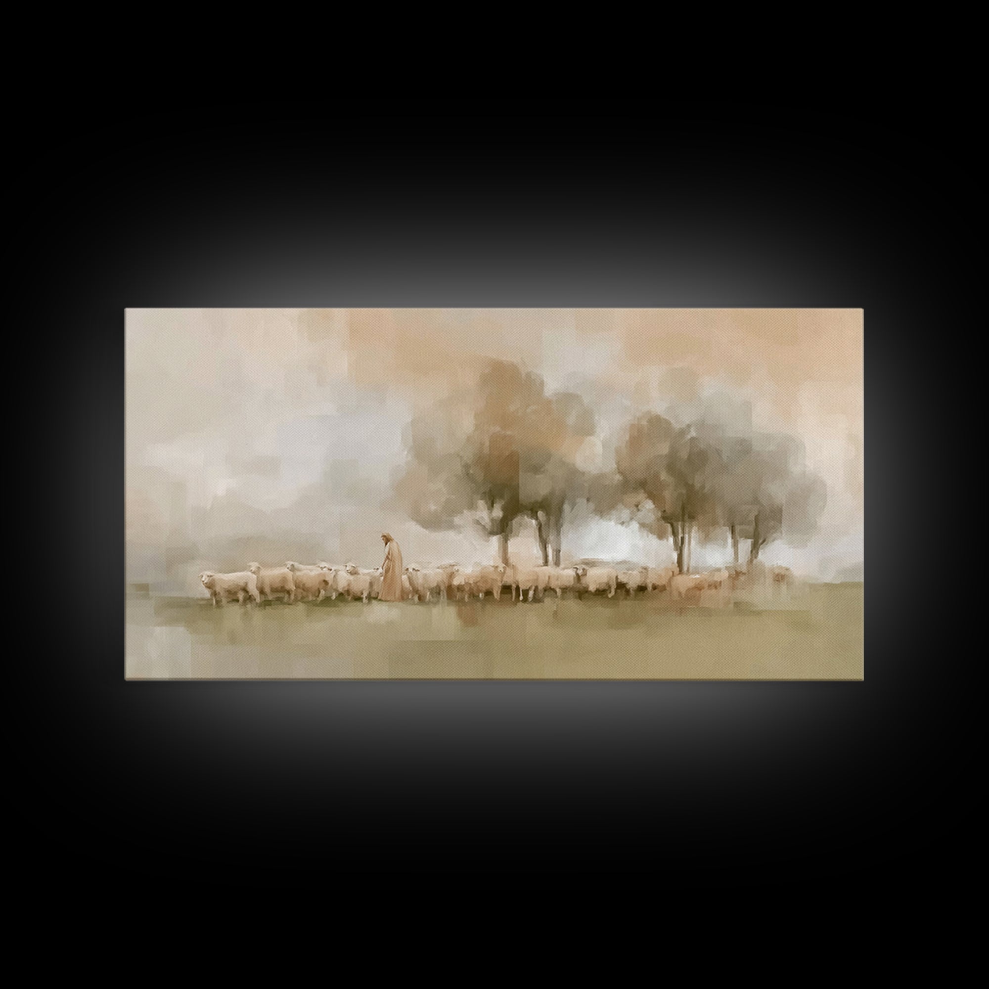 Pastoral Grace – Framed Canvas Print – Christian Art – Subtle Christian Paintings – Christian Wall Art – Christian Art Canvas – Christian A