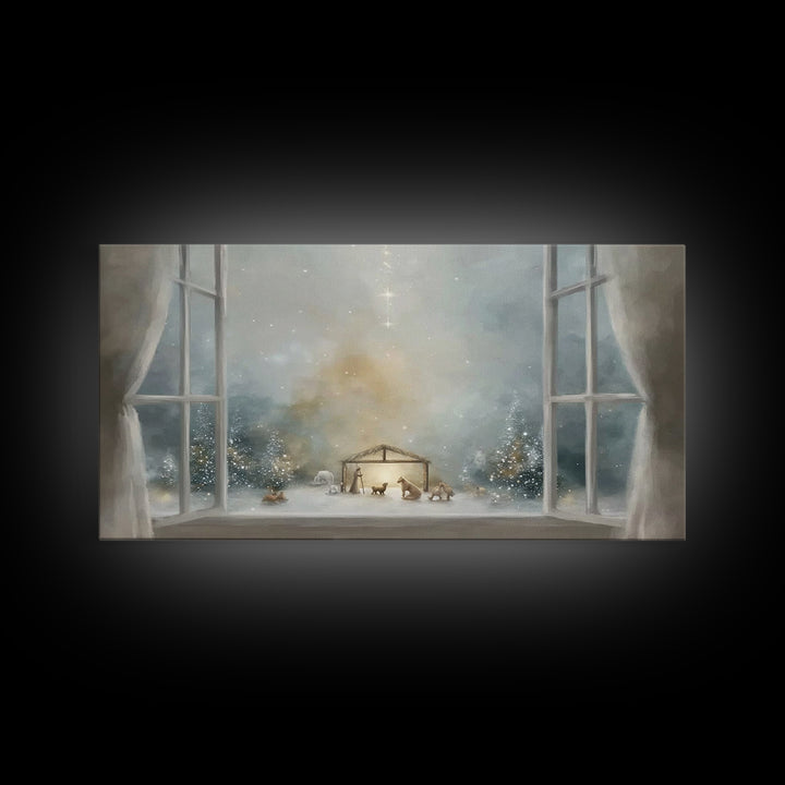 Holy Window Light | Framed Canvas Print | Christmas Art | Christian Art Canvas | Christian Wall Art | Christian Decor | Jesus Painting