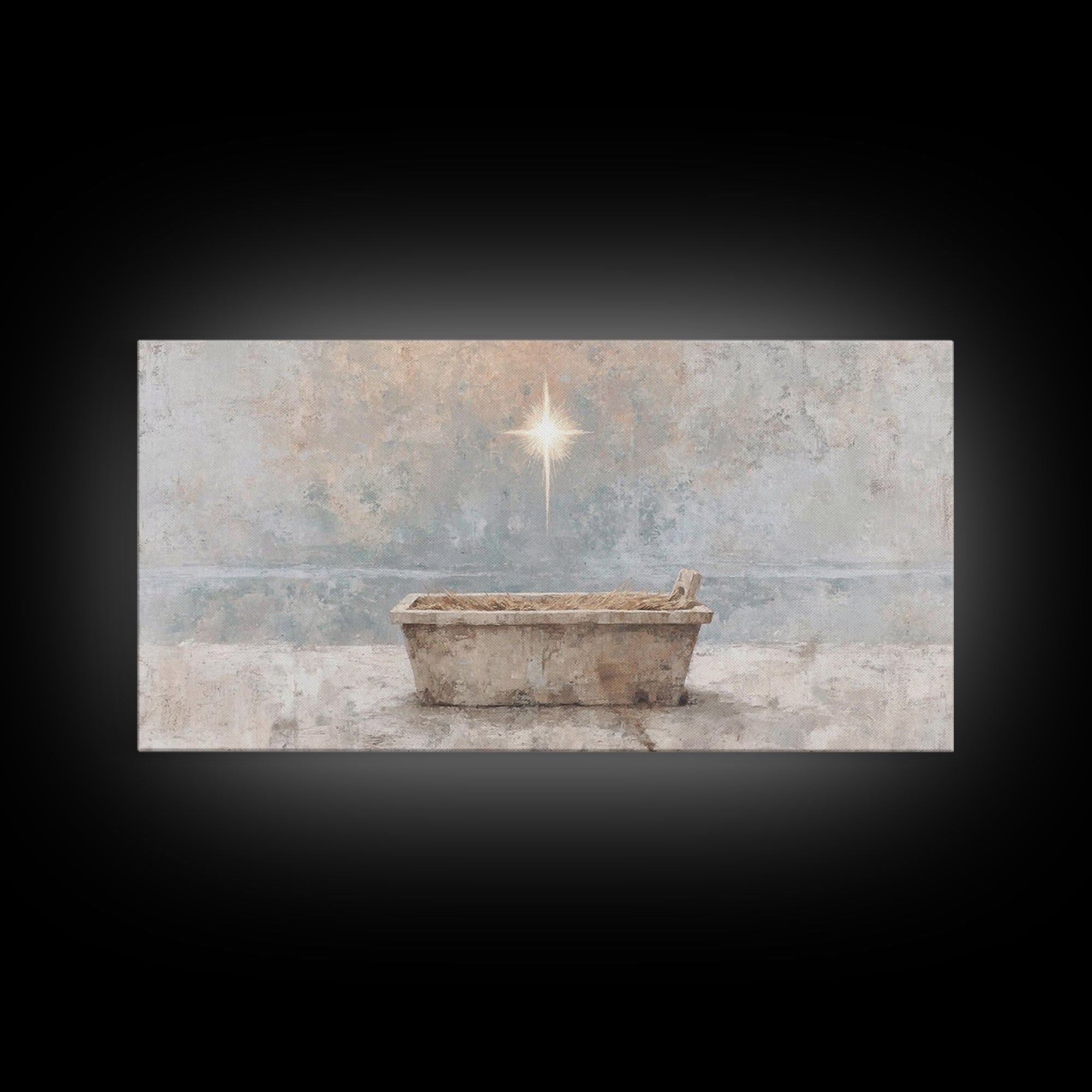 Manger Peace | Framed Canvas Print | Christian Christmas Art | Christian Wall Art | Jesus Painting | Christian Art Canvas | Christian Decor