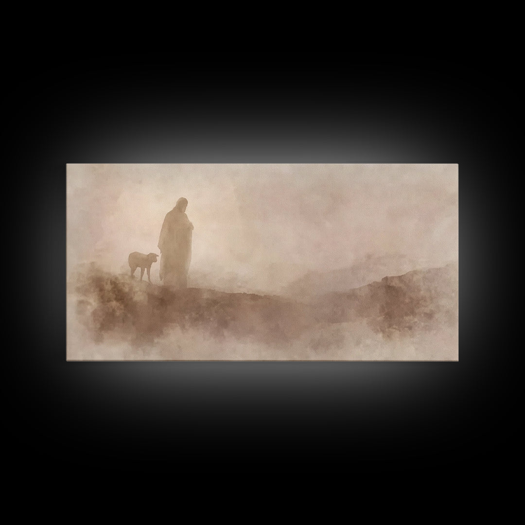 Silent Footsteps | Framed Canvas Print | Christian Wall Art | Christian Art Print | Jesus Painting | Christmas Art | Christian Decor | Fait