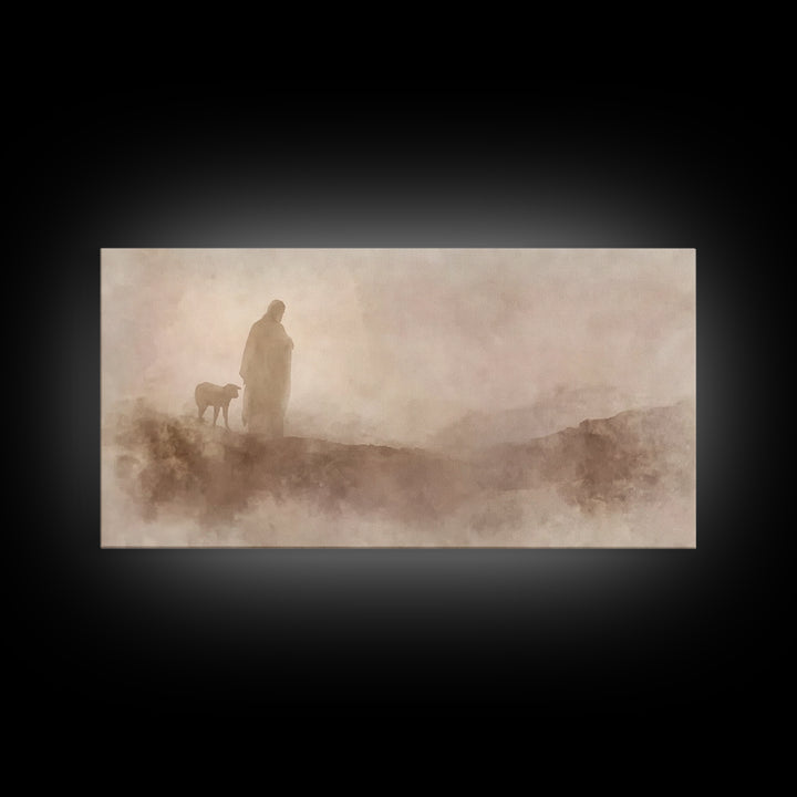 Silent Footsteps | Framed Canvas Print | Christian Wall Art | Christian Art Print | Jesus Painting | Christmas Art | Christian Decor | Fait