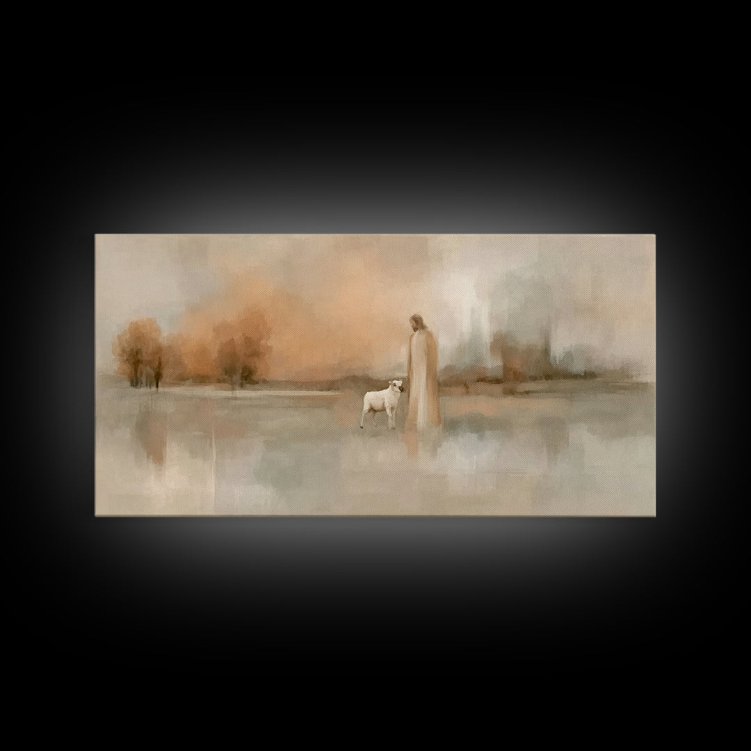 Soft Morning Light | Framed Canvas Print | Christian Art Print | Christian Wall Art | Jesus Painting | Christian Christmas Art | Christian
