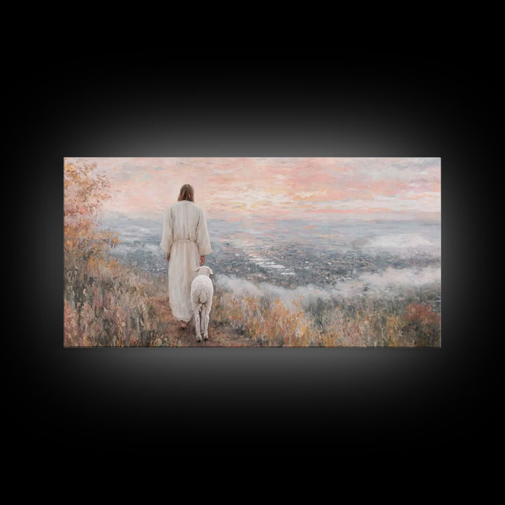 Hillside Blessing – Framed Canvas Print – Jesus Painting – Christian Art Canvas – Christian Wall Art – Christmas Art – Christian Gift – Fai