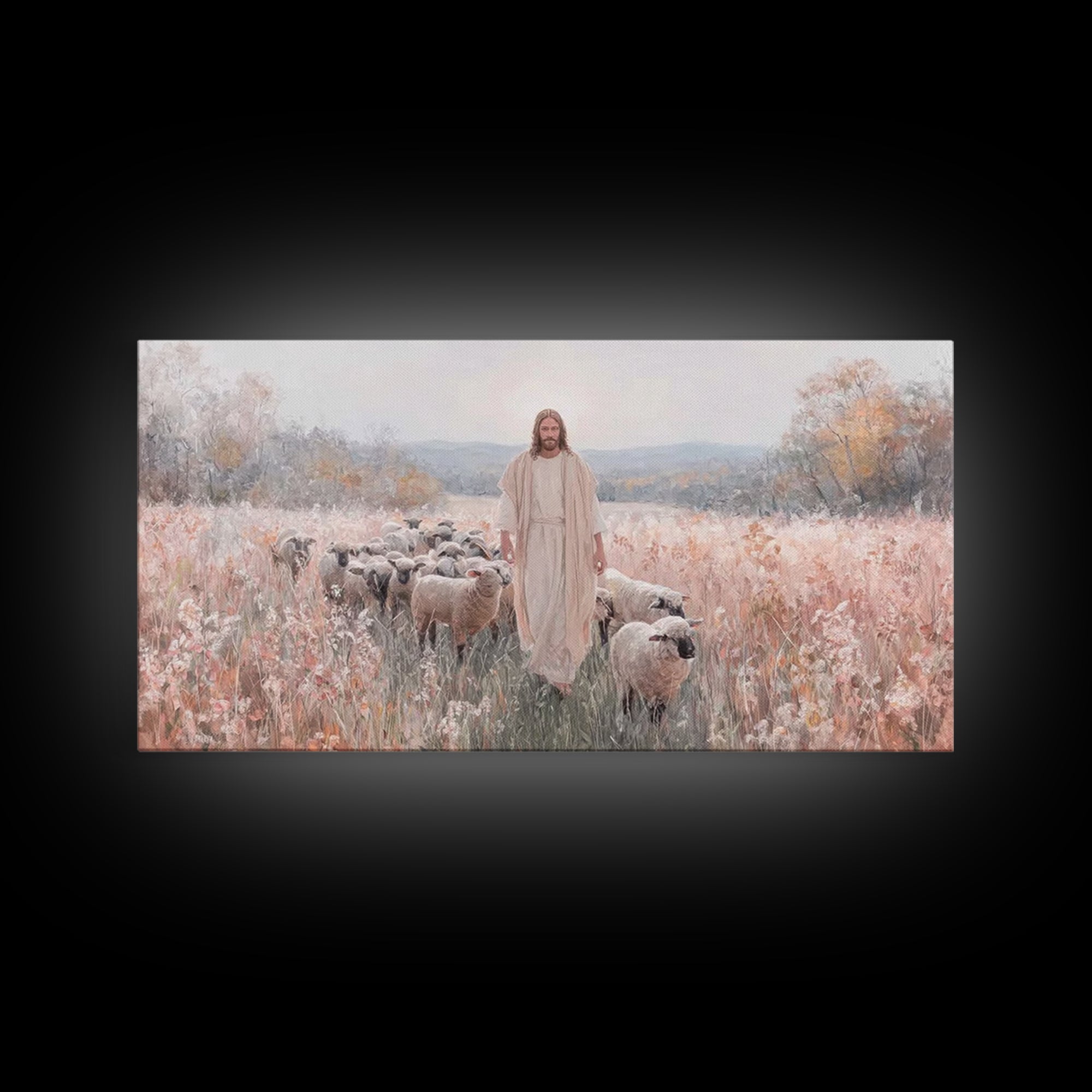 Pasture Of Grace – Framed Canvas Print – Jesus Painting – Christian Art Canvas – Christian Wall Art – Christian Art – Christian Gift
