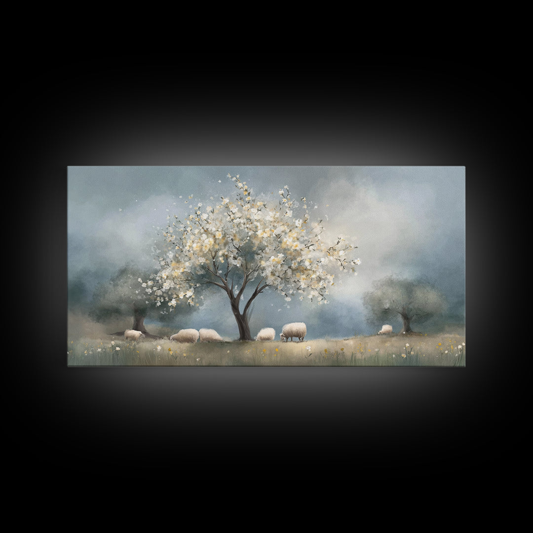 Graceful Spring Field | Framed Canvas Print | Christian Wall Art | Christian Art Canvas | Christian Painting | Christmas Art | Christian Gi