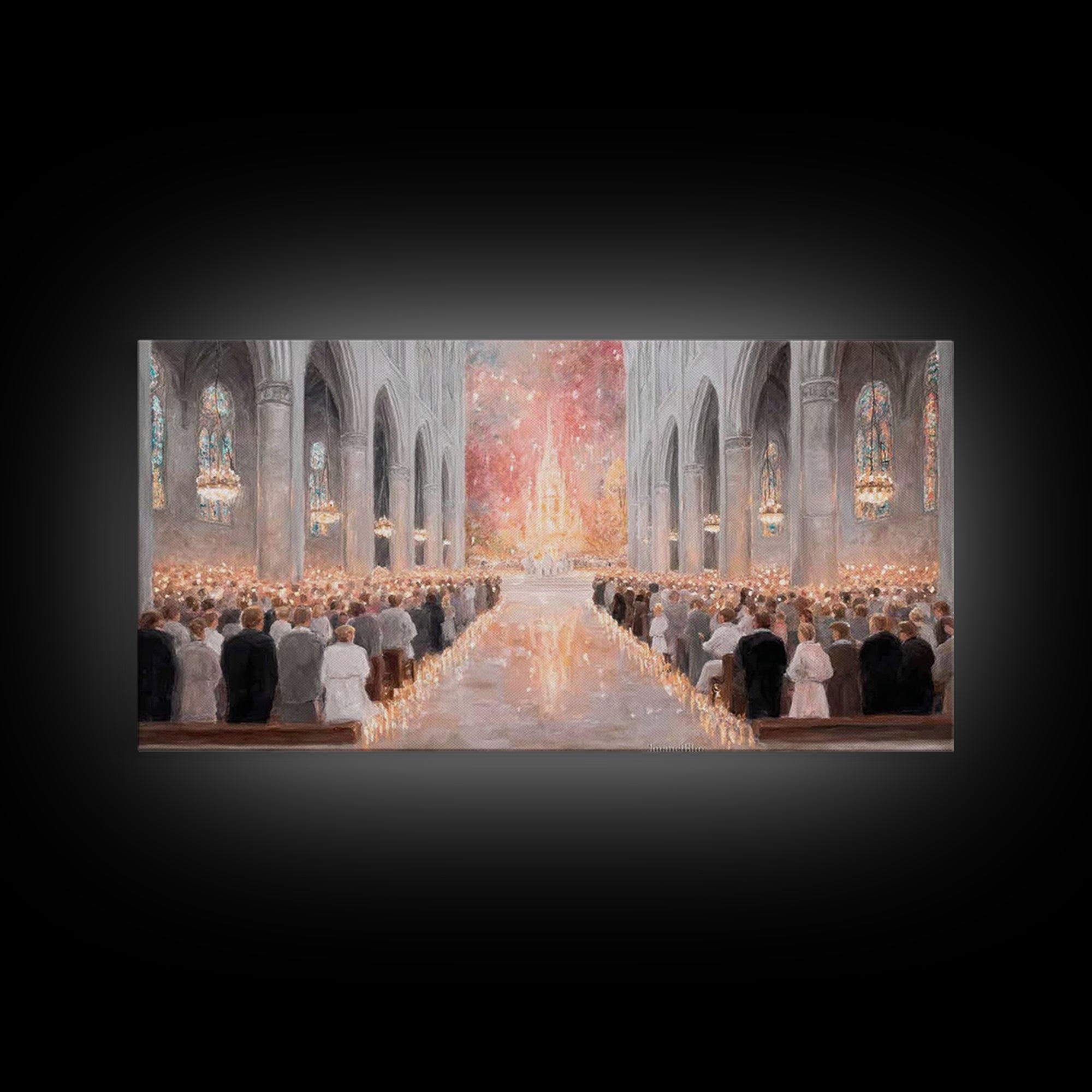 Advent Gathering Glow – Framed Canvas Print – Christian Art Canvas – Christian Christmas Art – Christmas Art Work – Christian Wall Art – Ch