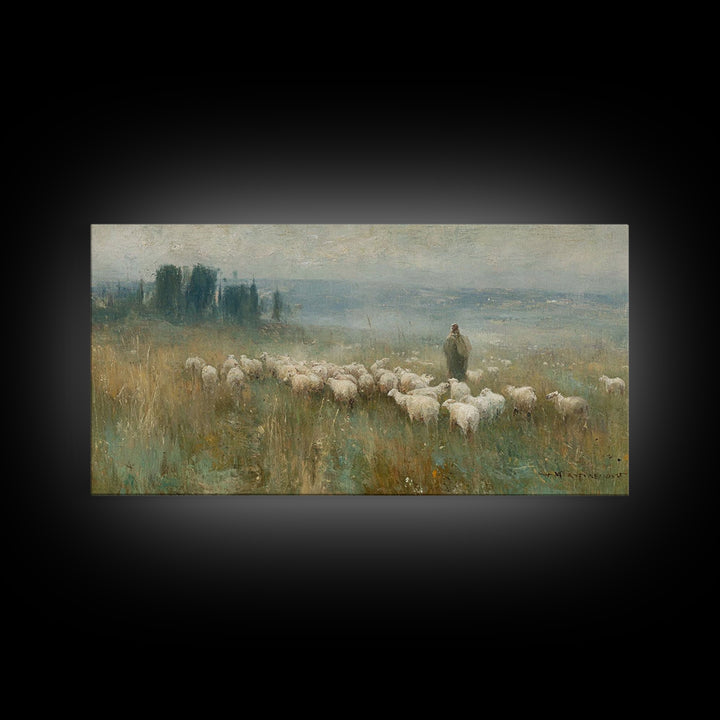 Morning Shepherd Light, Framed Canvas Print, Christian Wall Art, Jesus Painting, Christian Art Canvas, Christian Art, Christian Gift Ideas