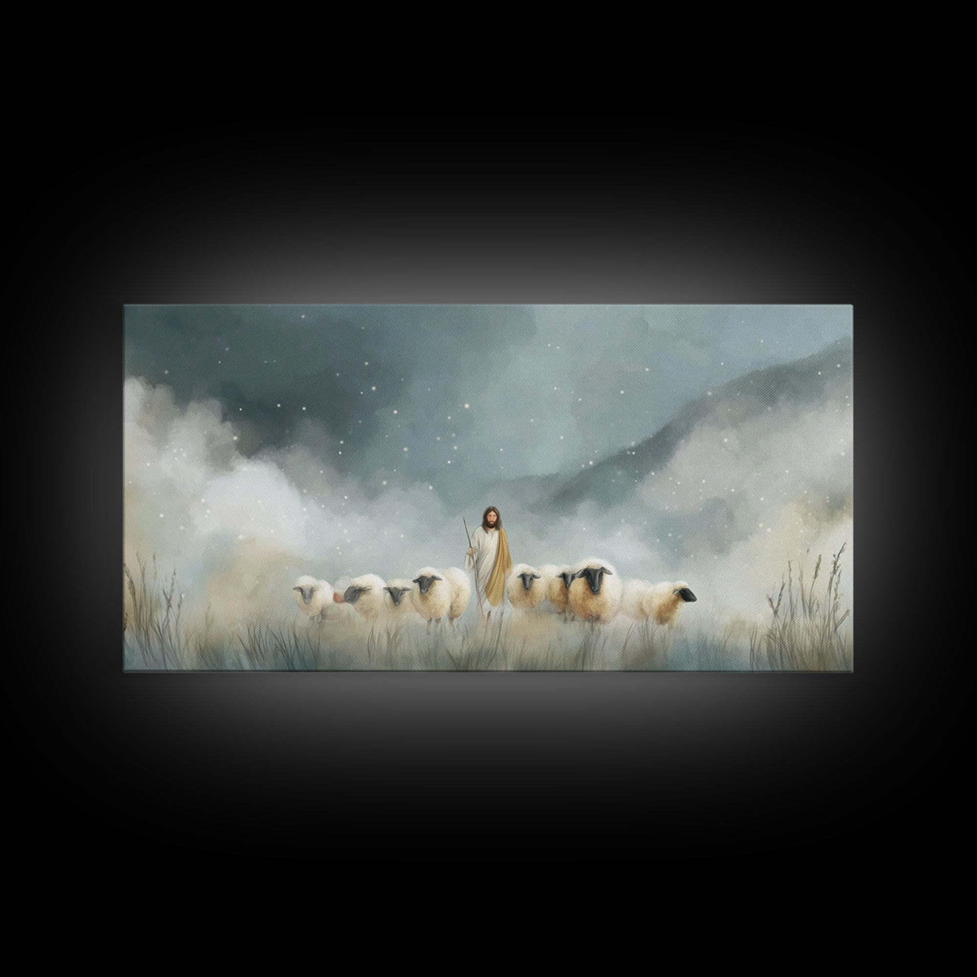 Starry Guidance – Framed Canvas Print, Christian Christmas Art, Christian Art Canvas, Christian Wall Art, Jesus Painting, Christmas Wall Ar