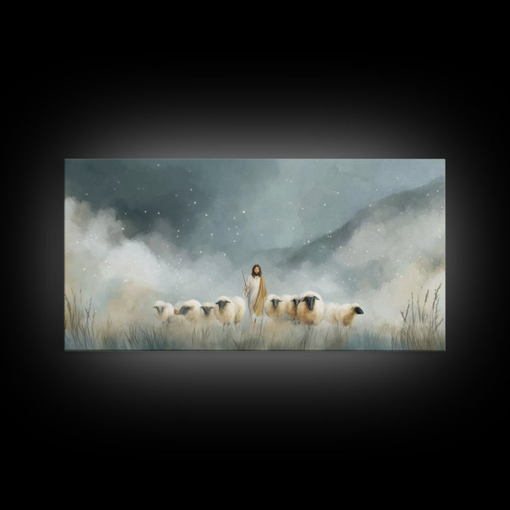 Starry Guidance – Framed Canvas Print, Christian Christmas Art, Christian Art Canvas, Christian Wall Art, Jesus Painting, Christmas Wall Ar
