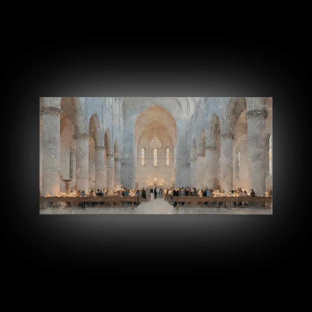 Midnight Mass Grace – Framed Canvas Print – Christian Wall Art – Christmas Art – Christian Art Canvas – Christian Christmas Art – Christian