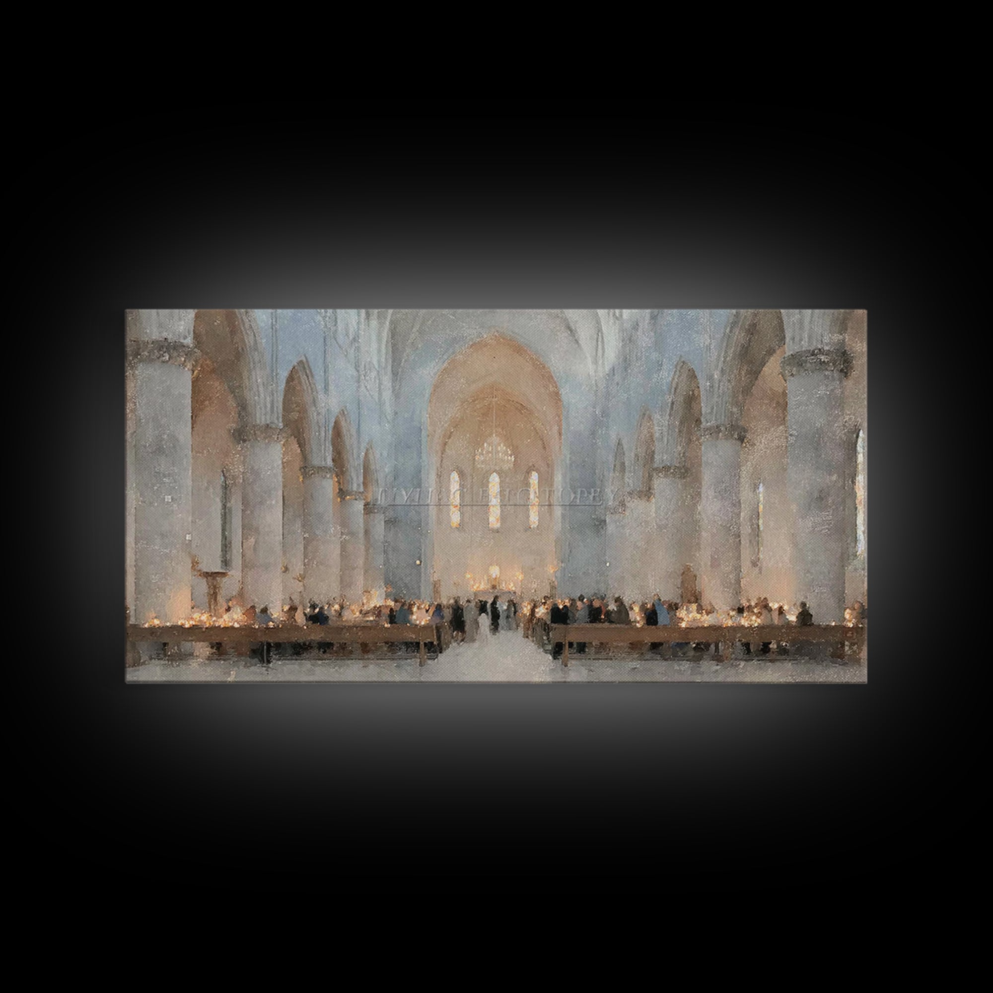 Midnight Mass Grace – Framed Canvas Print – Christian Wall Art – Christmas Art – Christian Art Canvas – Christian Christmas Art – Christian