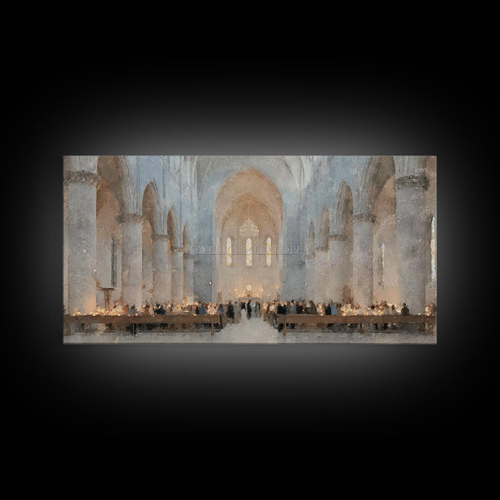 Midnight Mass Grace – Framed Canvas Print – Christian Wall Art – Christmas Art – Christian Art Canvas – Christian Christmas Art – Christian