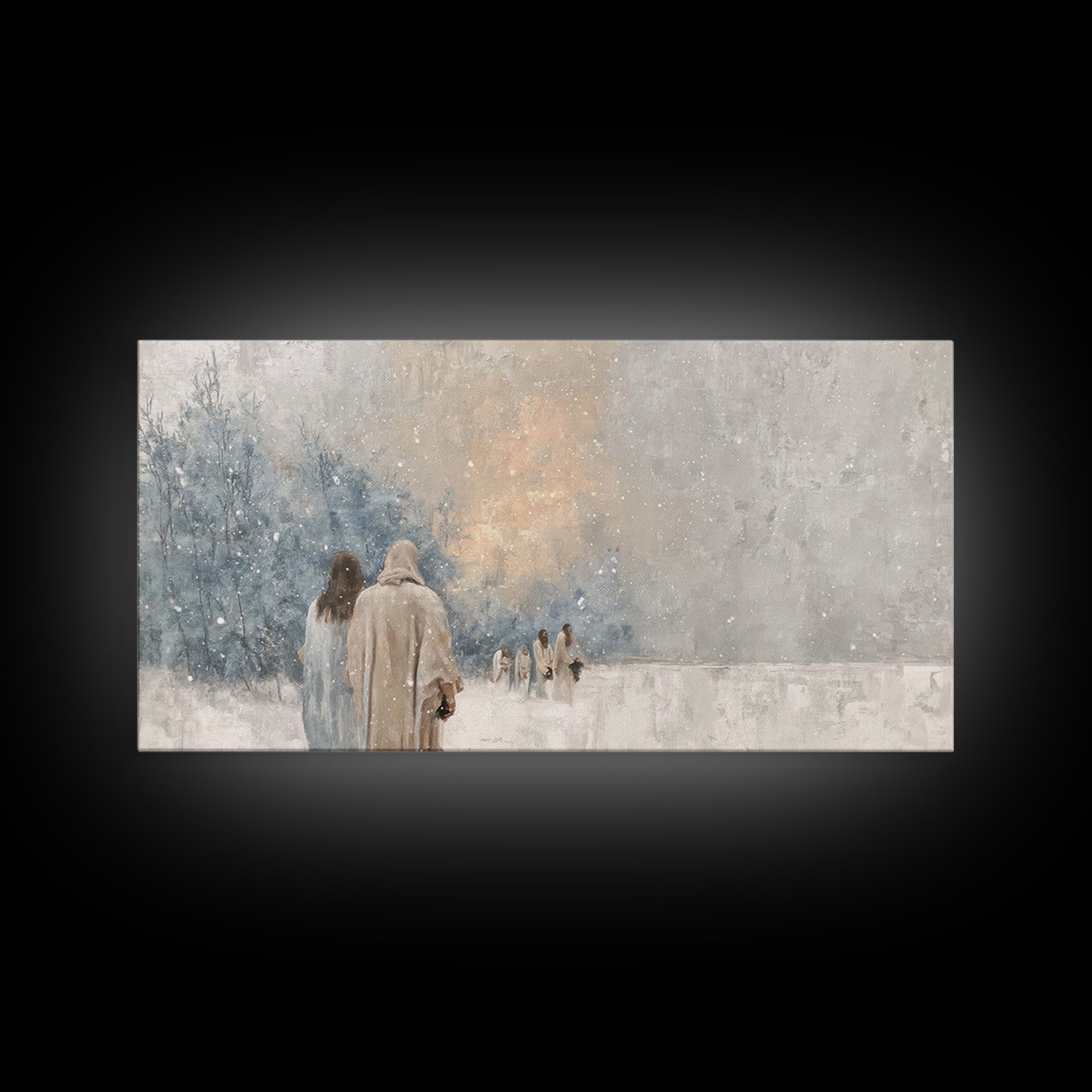 Winter Pilgrims – Framed Canvas Print – Christian Wall Art – Christian Art Canvas – Jesus Painting – Christian Christmas Art – Christian De