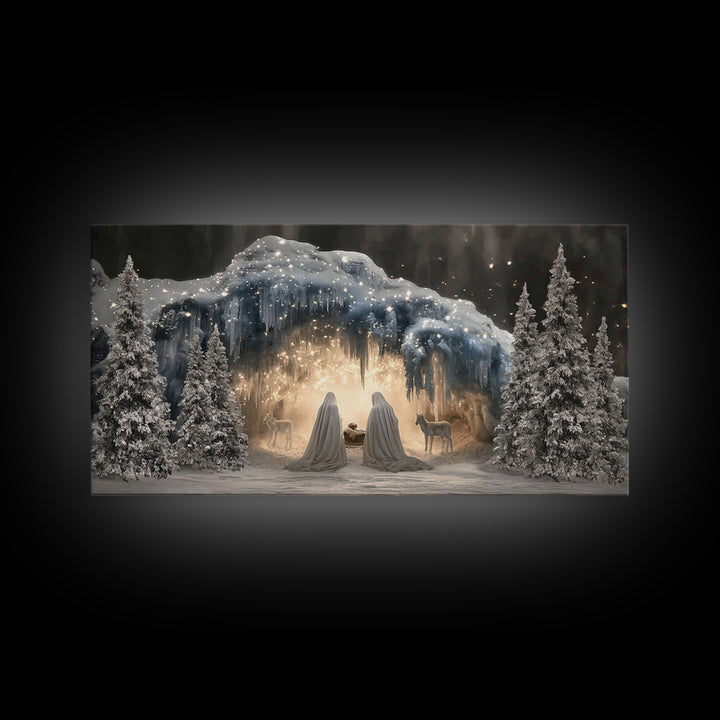 Holy Cave Light – Framed Canvas Print – Christian Art Canvas – Christmas Wall Art – Jesus Christmas Art – Christian Art Print – Christian D