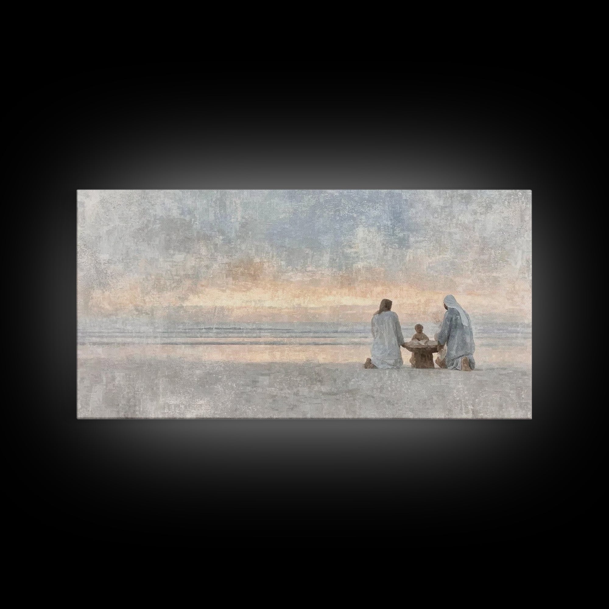 Sandy Nativity – Framed Canvas Print – Christian Art Canvas – Christmas Wall Art – Christian Christmas Art – Christian Decor For Home – Chr