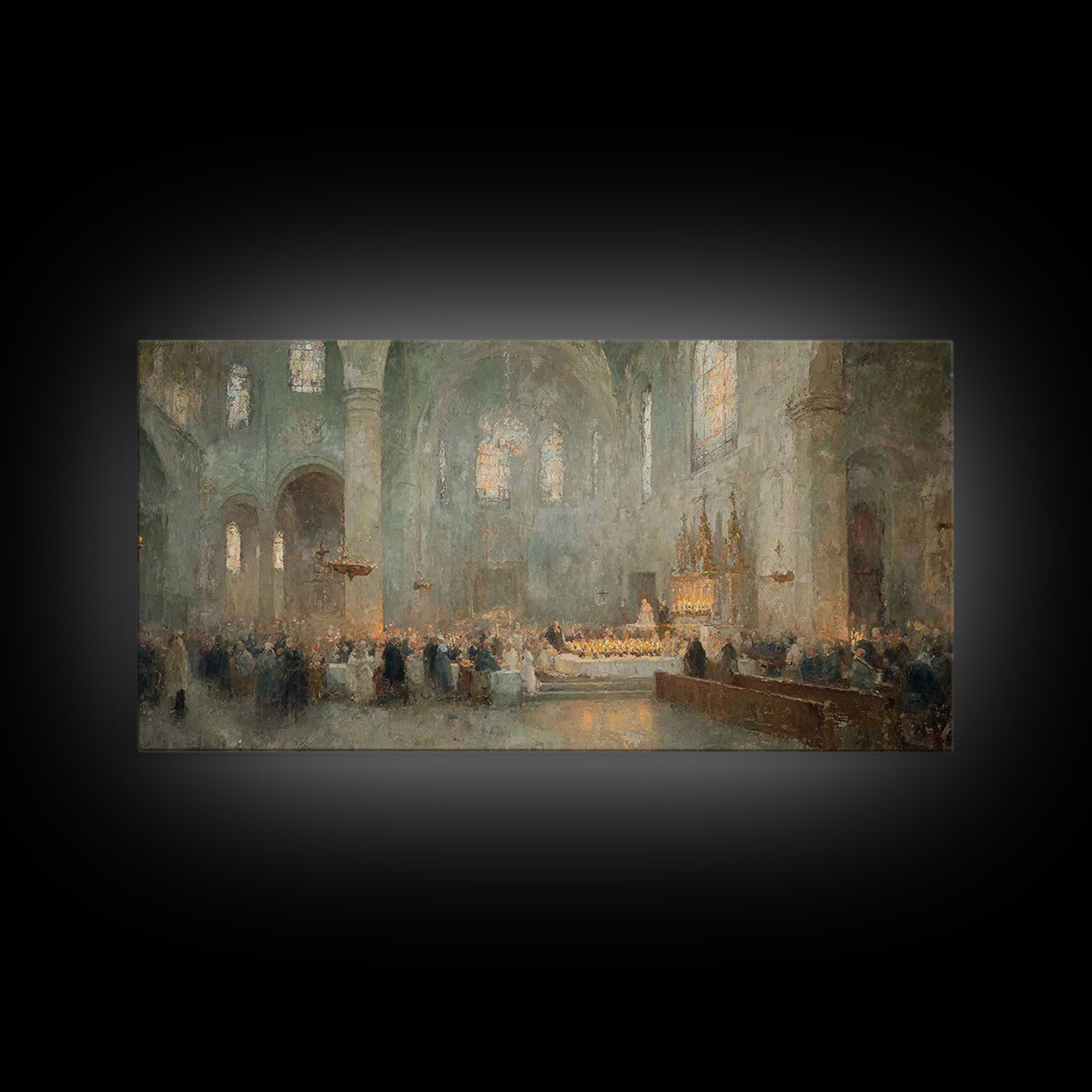 Gathered In Light – Framed Canvas Print – Christmas Wall Art – Christian Art – Christian Art Canvas – Christian Christmas Decorations – Vin