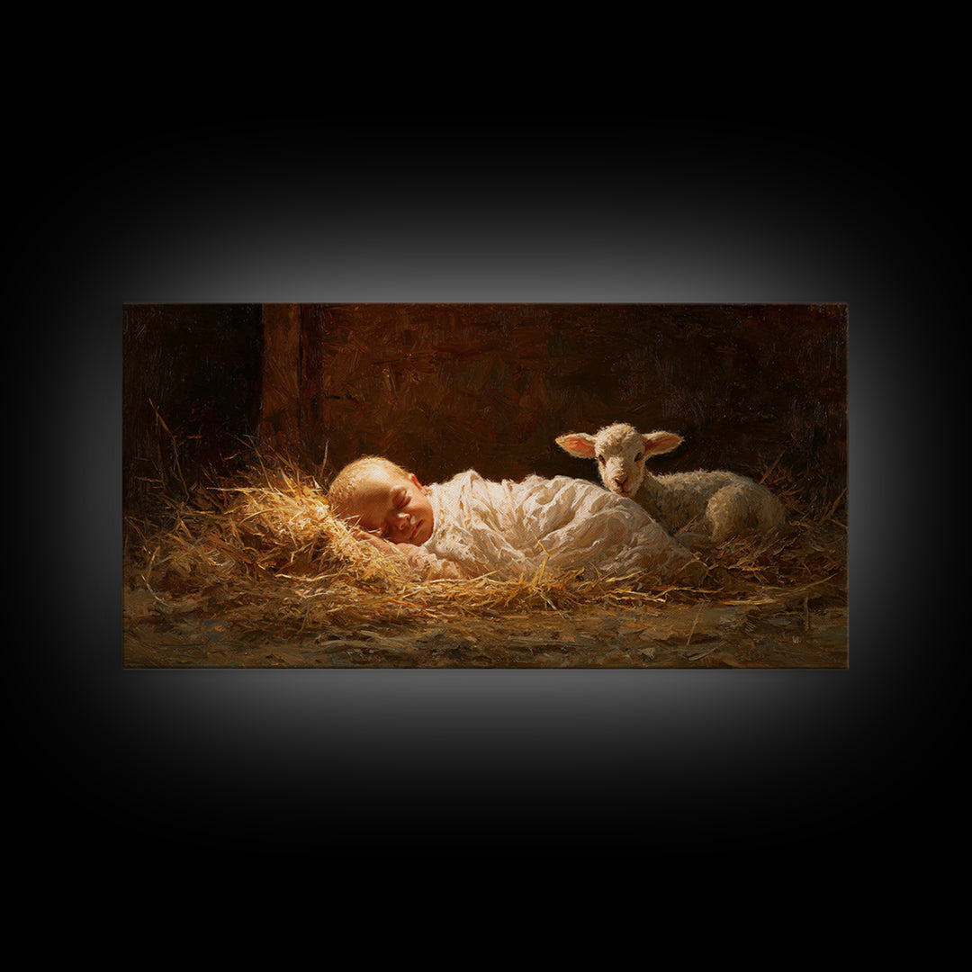 Cradle Hope – Framed Canvas Print – Christmas Art Prints – Christian Wall Art – Jesus Christmas Art – Christian Art Canvas – Christian Deco