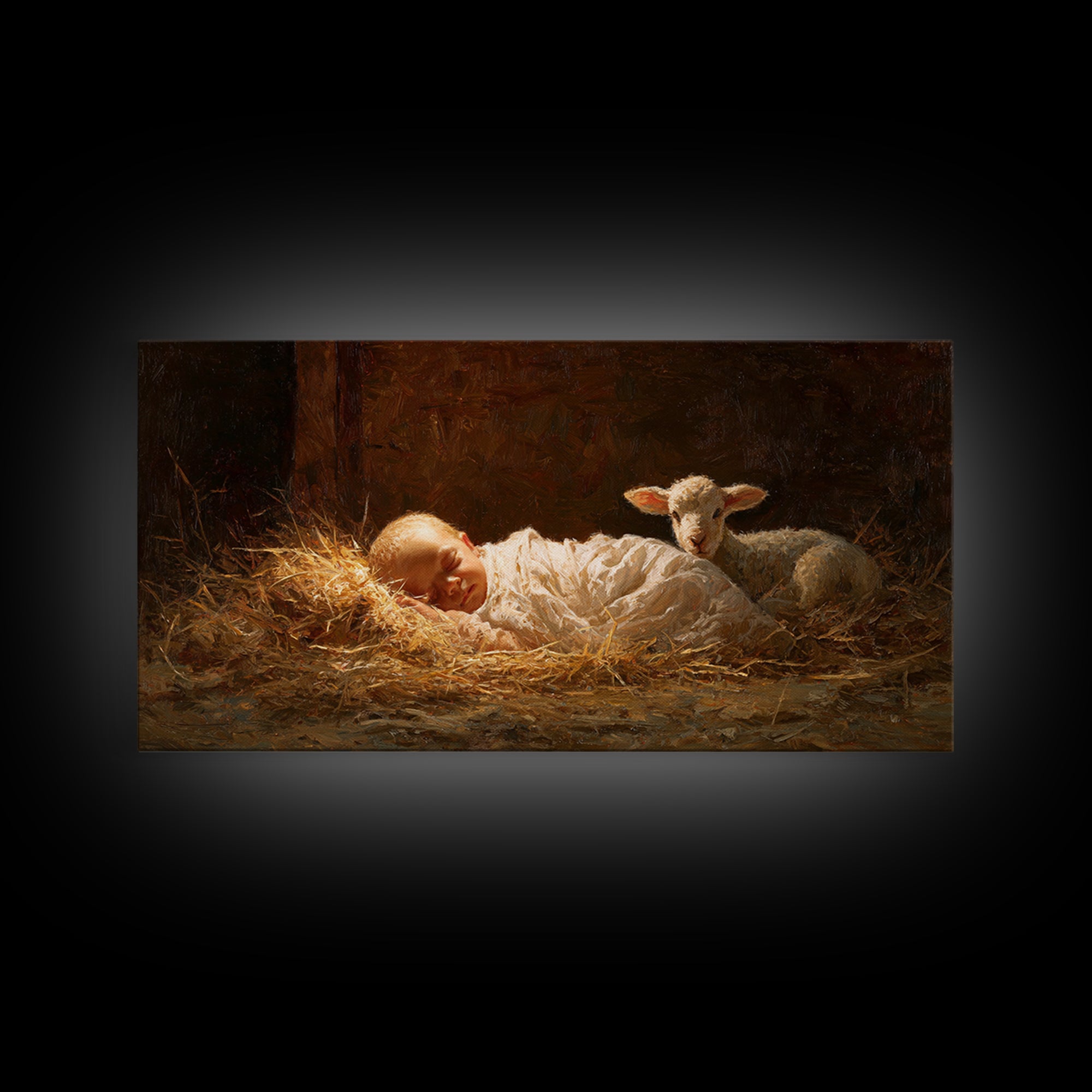 Cradle Hope – Framed Canvas Print – Christmas Art Prints – Christian Wall Art – Jesus Christmas Art – Christian Art Canvas – Christian Deco
