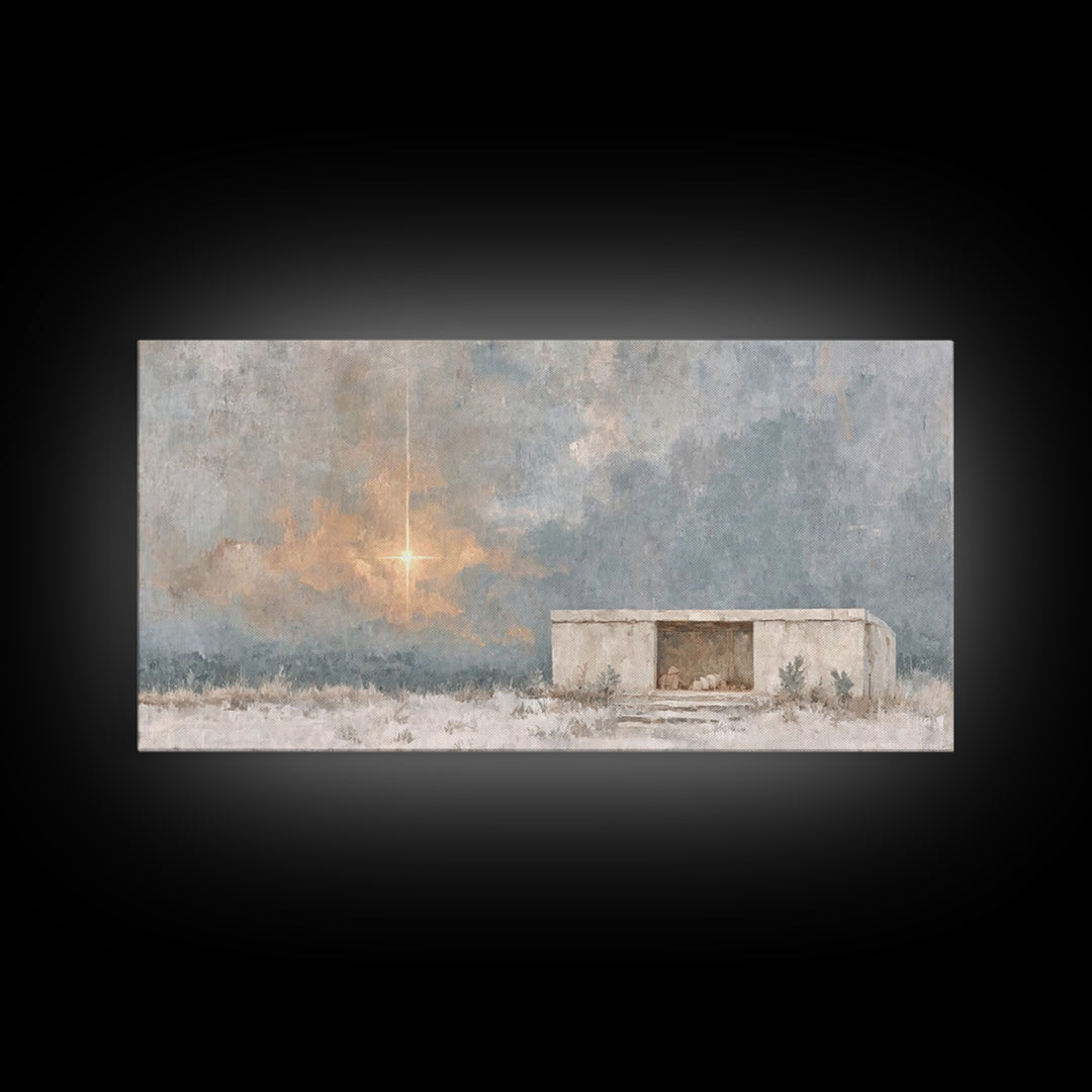 Dawn of Promise – Framed Canvas Print – Christian Art Canvas – Christian Christmas Art – Christmas Wall Art – Christian Art Print – Modern