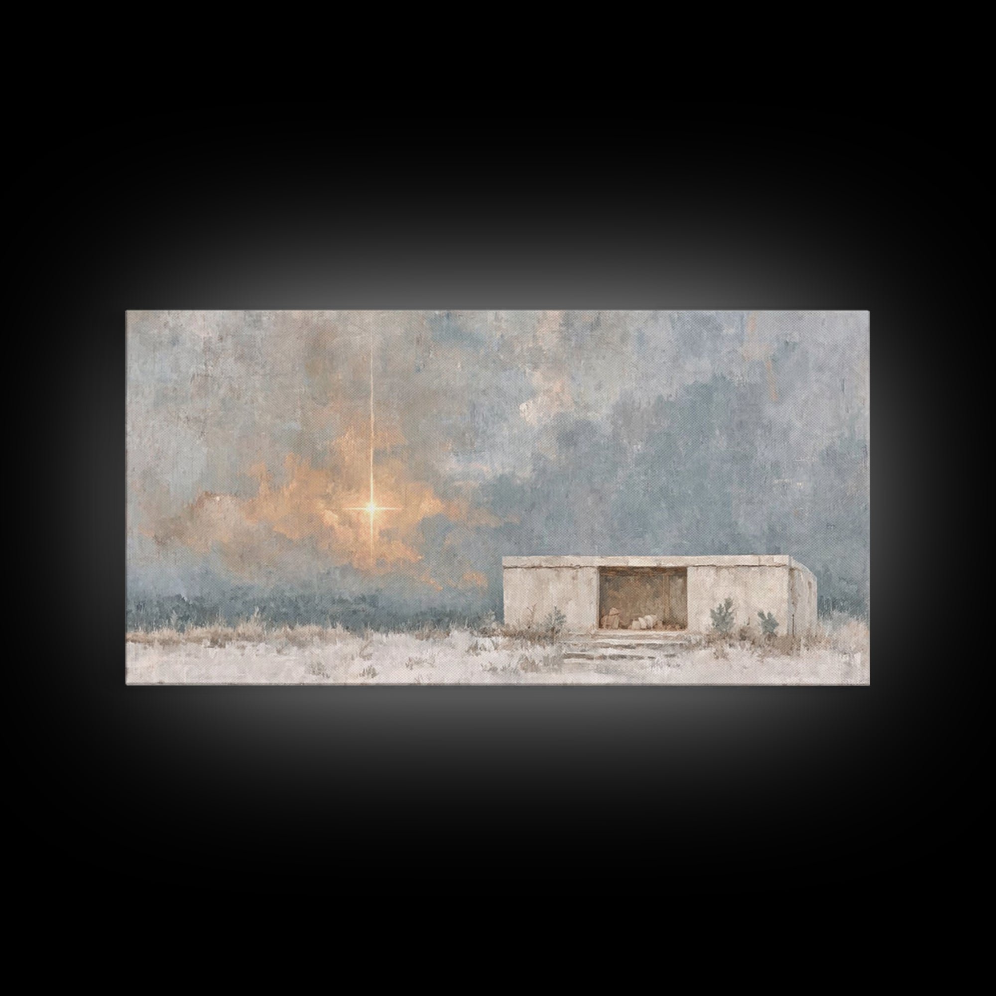 Dawn of Promise – Framed Canvas Print – Christian Art Canvas – Christian Christmas Art – Christmas Wall Art – Christian Art Print – Modern