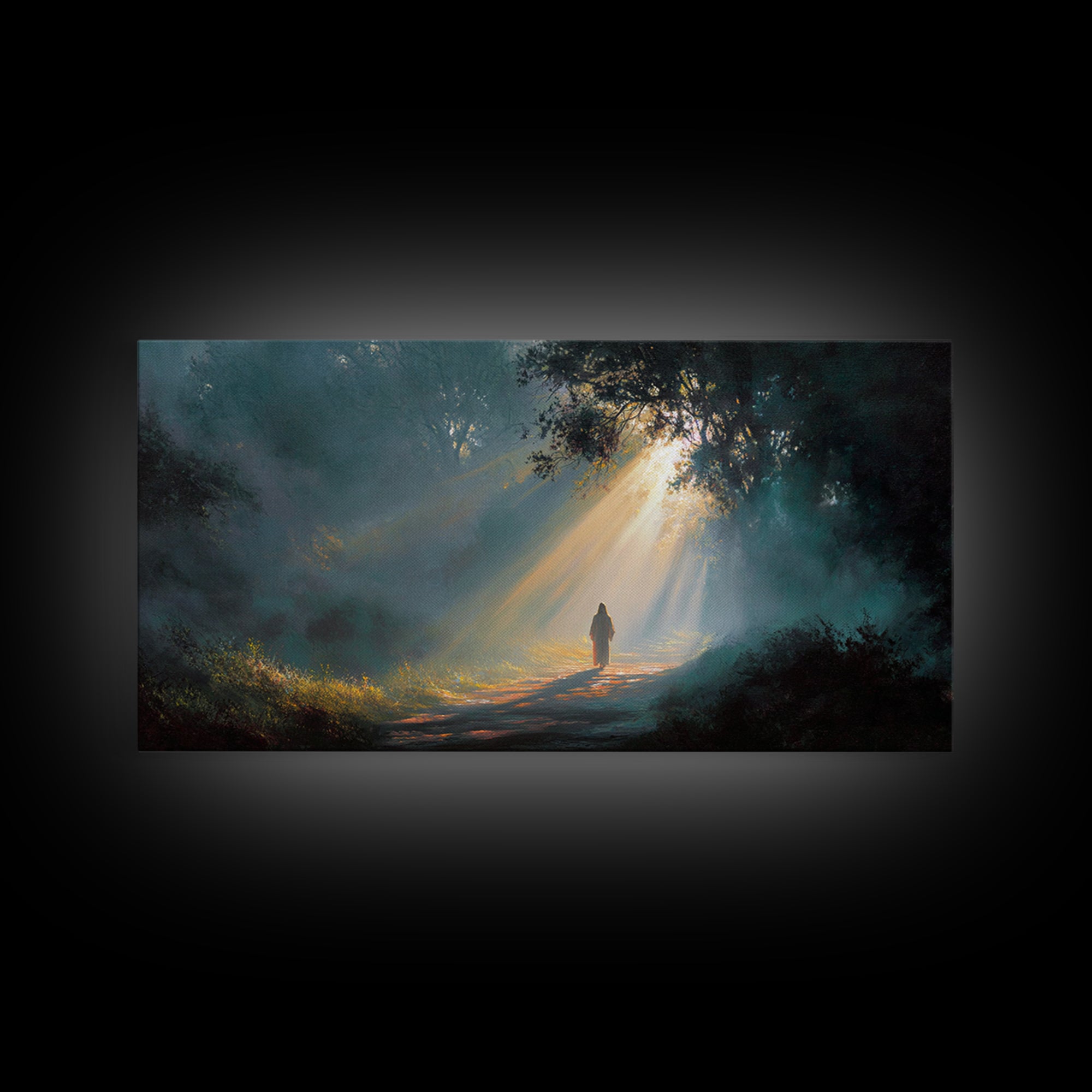 Forest Revelation – Framed Canvas Print – Christian Art Canvas – Jesus Art Print – Christian Wall Art – Moody Christian Art – Large Christi