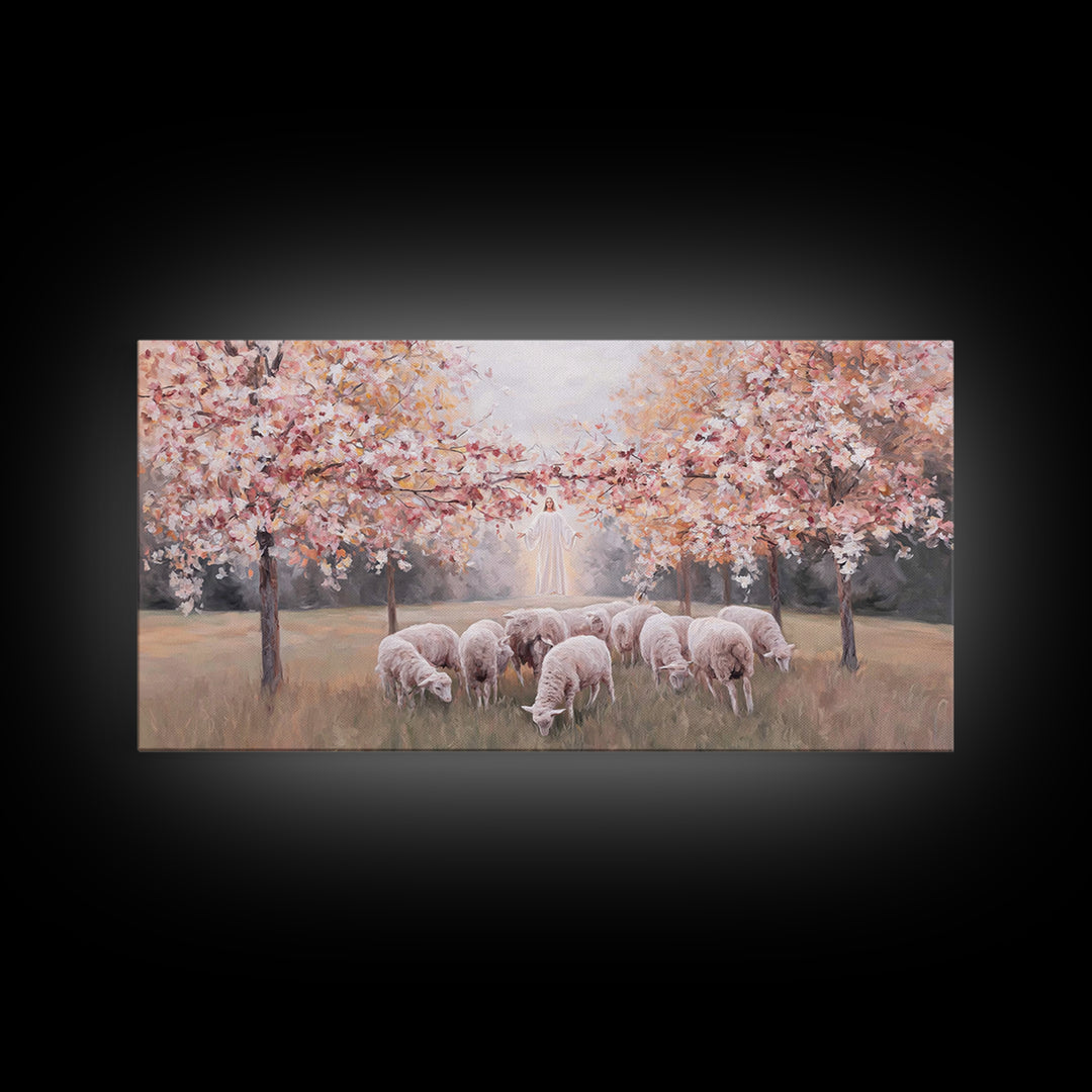 Radiant Pasture Hope – Framed Canvas Print – Christian Art Canvas – Jesus Painting – Christmas Art – Christian Wall Art
