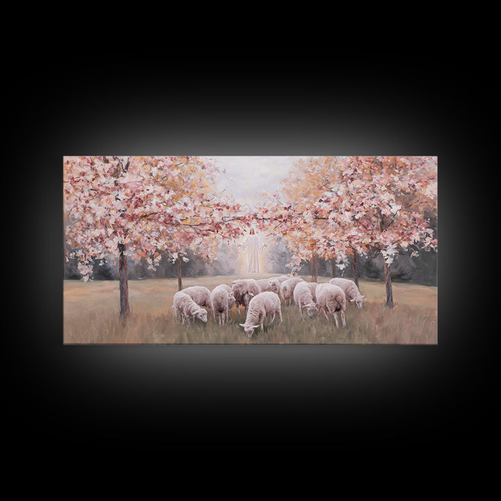 Radiant Pasture Hope – Framed Canvas Print – Christian Art Canvas – Jesus Painting – Christmas Art – Christian Wall Art