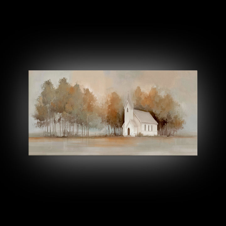 Church Of Still Dawn – Framed Canvas Print – Christian Wall Art – Christian Art Canvas – Christmas Art – Jesus Painting