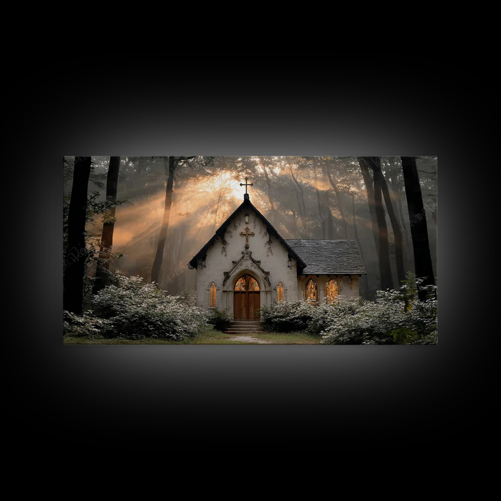 Forest Chapel Grace – Framed Canvas Print – Christian Wall Art – Christian Art Canvas – Christian Painting – Christian Decor – Christian Ar