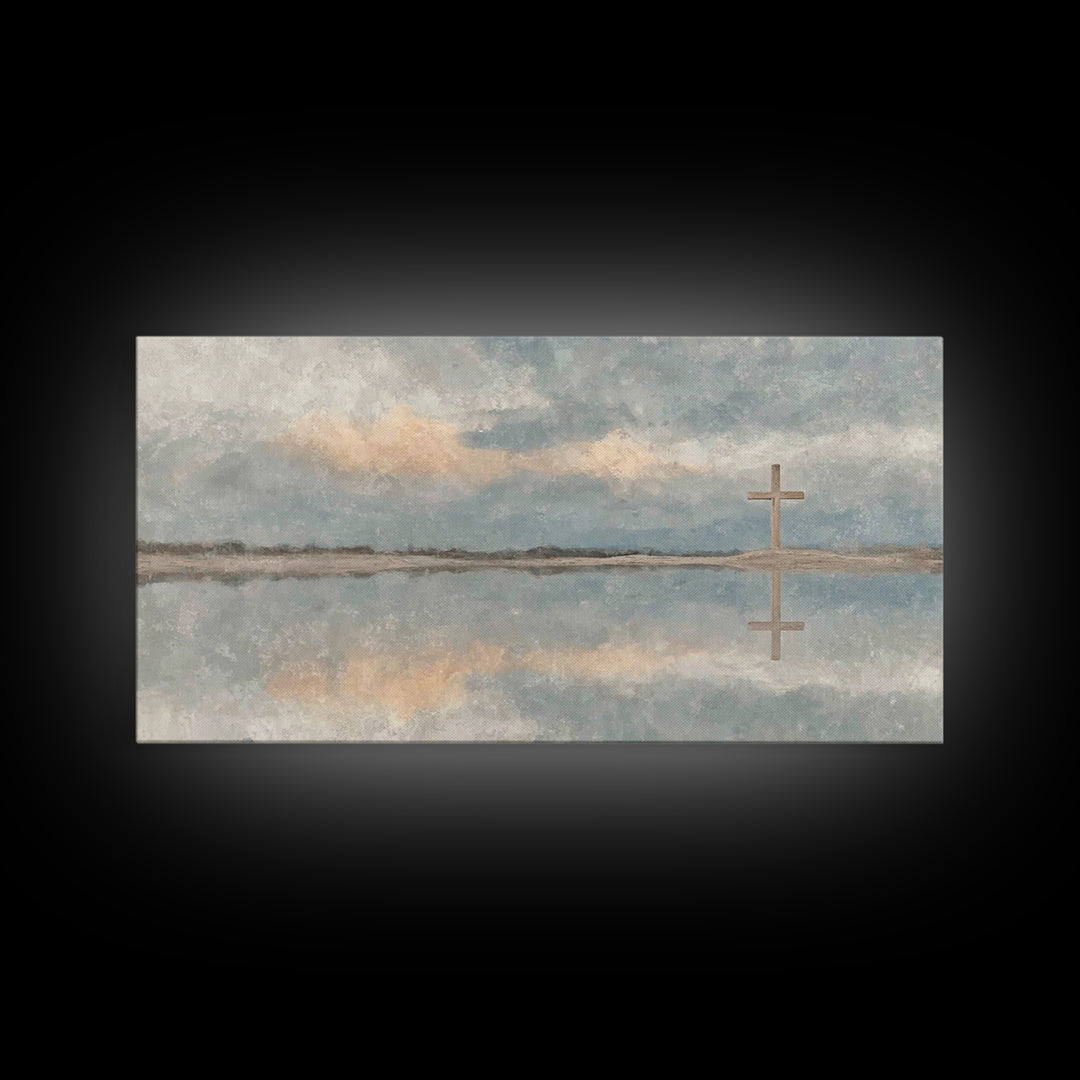 Reflected Cross Faith – Framed Canvas Print – Christian Art Canvas – Christian Wall Art – Christian Painting – Christian Art – Christian De