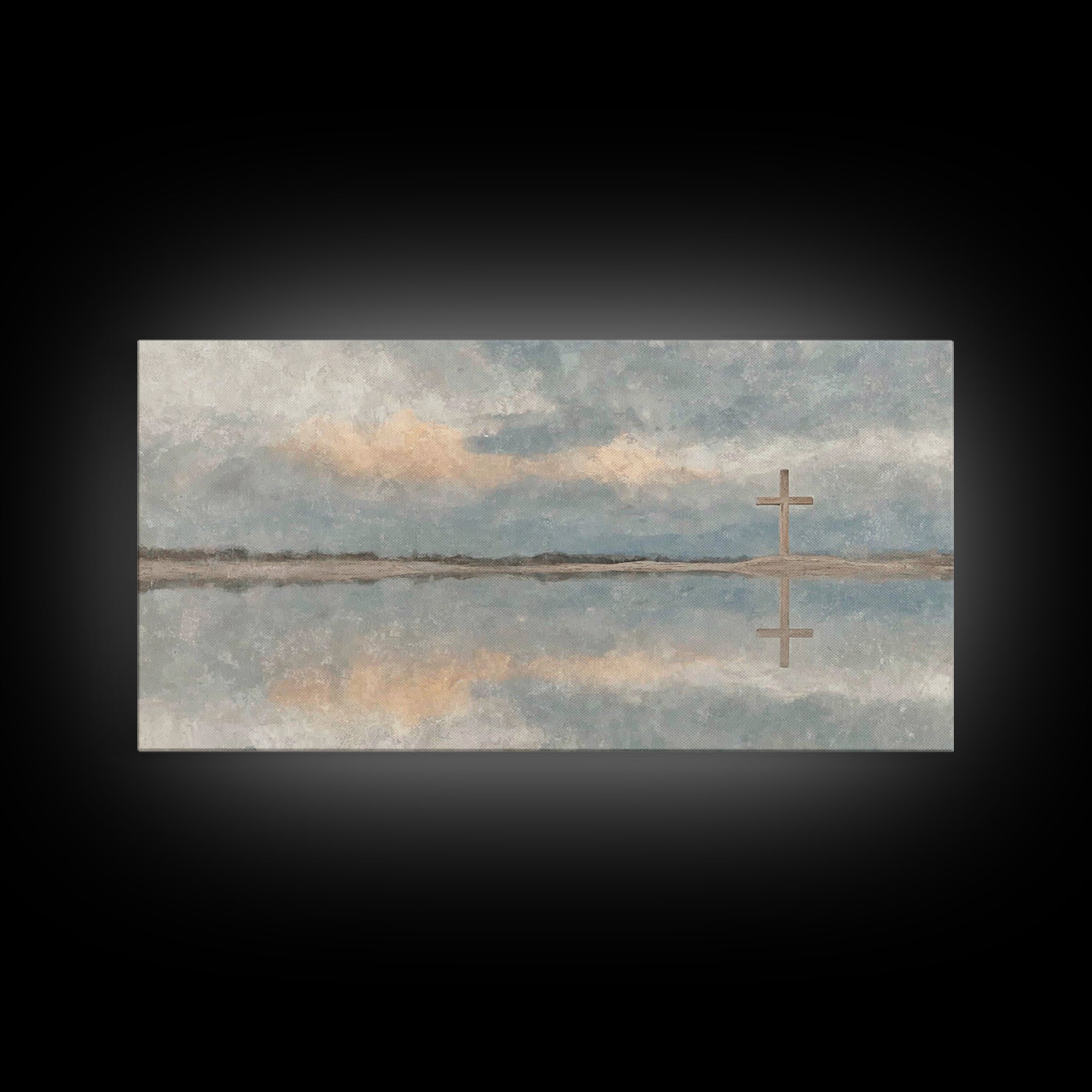 Reflected Cross Faith – Framed Canvas Print – Christian Art Canvas – Christian Wall Art – Christian Painting – Christian Art – Christian De