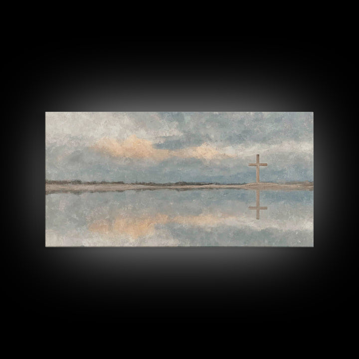 Reflected Cross Faith – Framed Canvas Print – Christian Art Canvas – Christian Wall Art – Christian Painting – Christian Art – Christian De