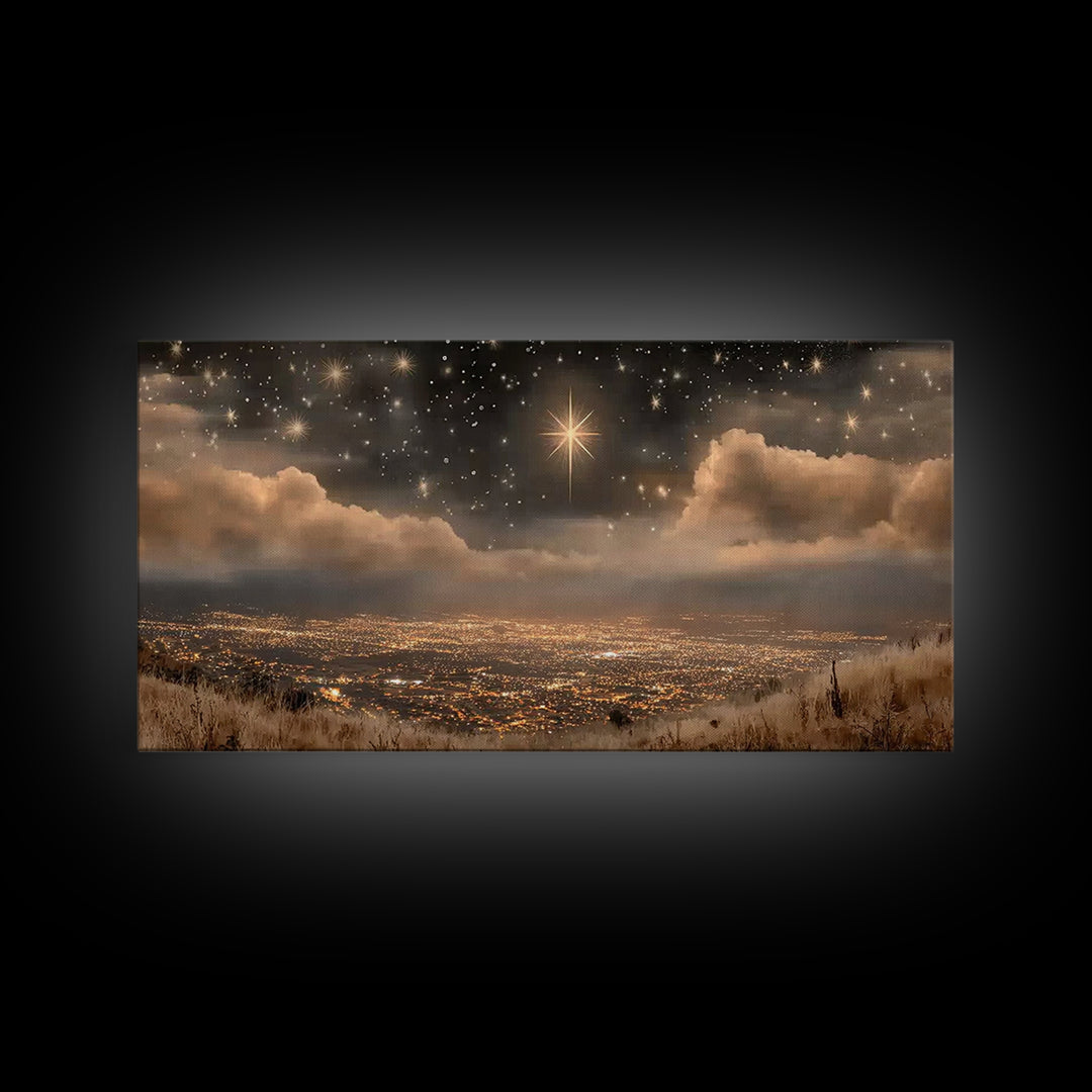 Bethlehem Shine, Framed Canvas Print, Christian Art Prints, Christmas Art, Christian Christmas Art, Christian Wall Art, Modern Christian Ar