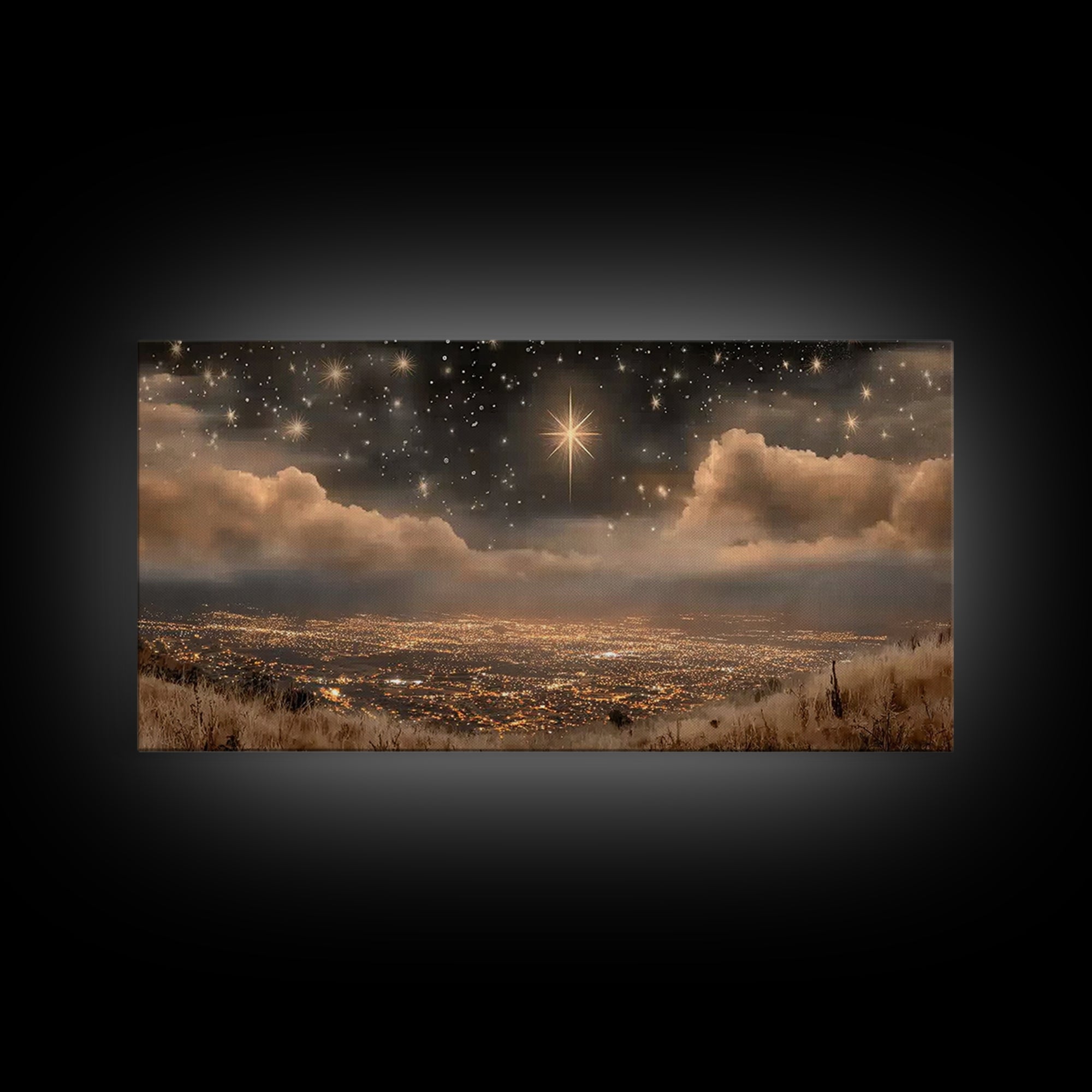 Bethlehem Shine, Framed Canvas Print, Christian Art Prints, Christmas Art, Christian Christmas Art, Christian Wall Art, Modern Christian Ar