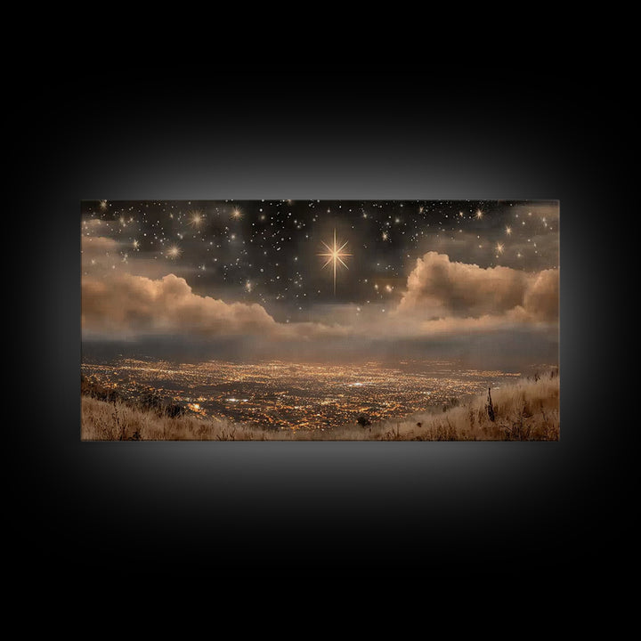 Bethlehem Shine, Framed Canvas Print, Christian Art Prints, Christmas Art, Christian Christmas Art, Christian Wall Art, Modern Christian Ar