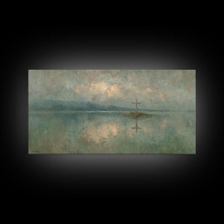 Silent Waters – Framed Canvas Print – Christian Wall Art – Christian Art Print – Jesus Painting – Moody Christian Art – Christian Gift Idea
