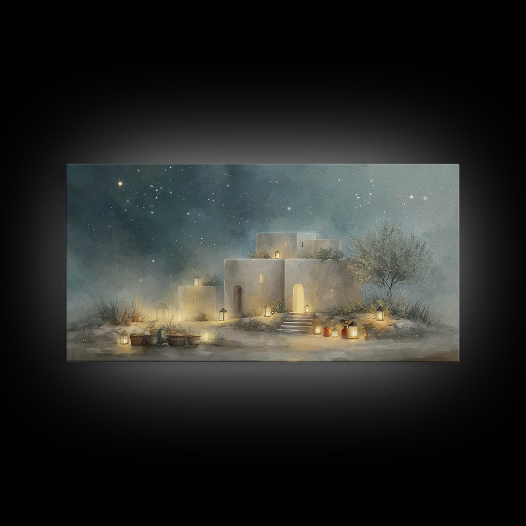 Bethlehem Glow – Framed Canvas Print – Christian Wall Art – Christian Art Canvas – Christmas Art Prints – Christian Christmas Decor – Jesus