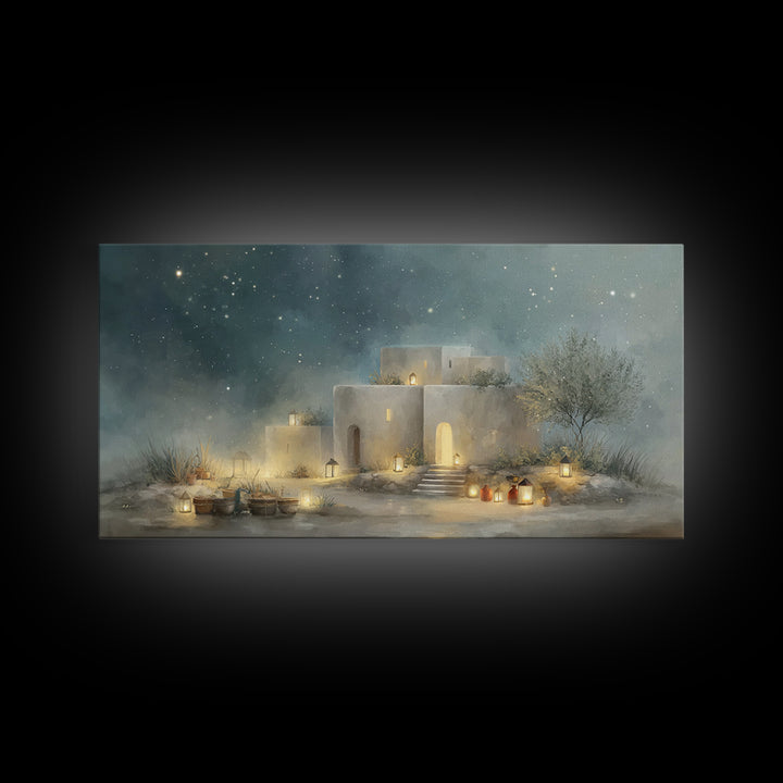 Bethlehem Glow – Framed Canvas Print – Christian Wall Art – Christian Art Canvas – Christmas Art Prints – Christian Christmas Decor – Jesus