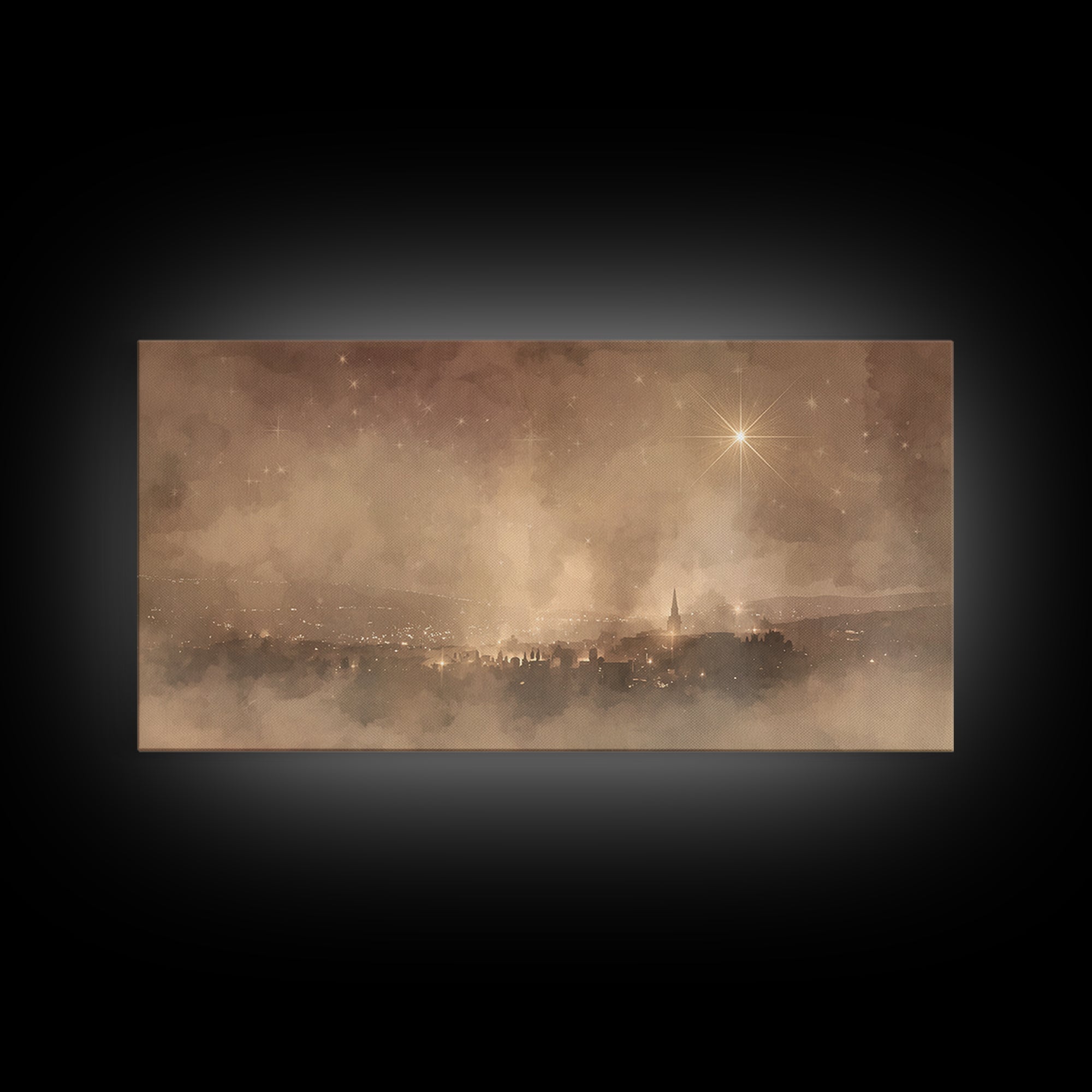 Heavenly Starfall – Framed Canvas Print – Christian Christmas Art – Christian Wall Art – Christmas Art Prints – Christian Art – Christian A