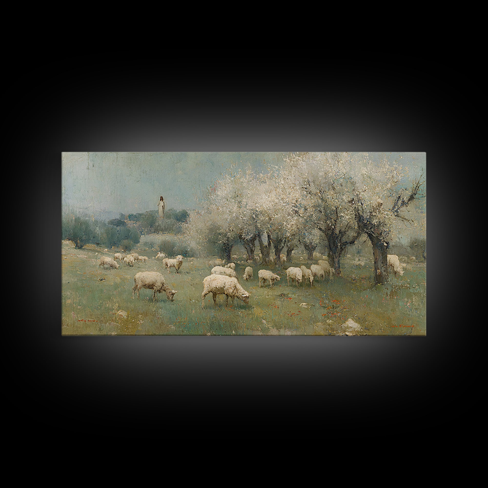 Blooming Quietude , Framed Canvas Print, Christian Art Canvas, Christian Wall Art, Christian Christmas Art, Jesus Painting, Christian Decor